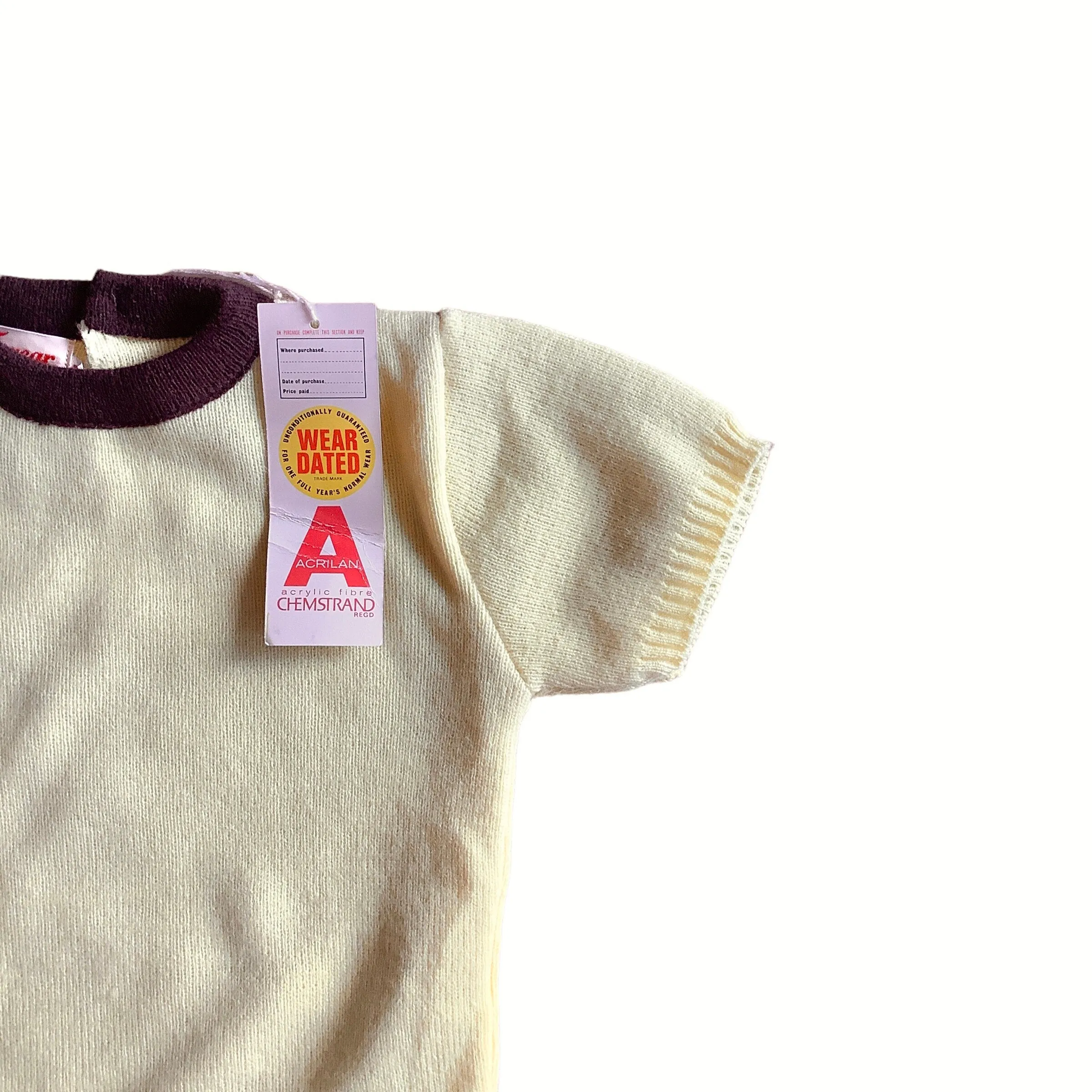 1970's  Yellow / Brown Knitted Dress 2-3Y