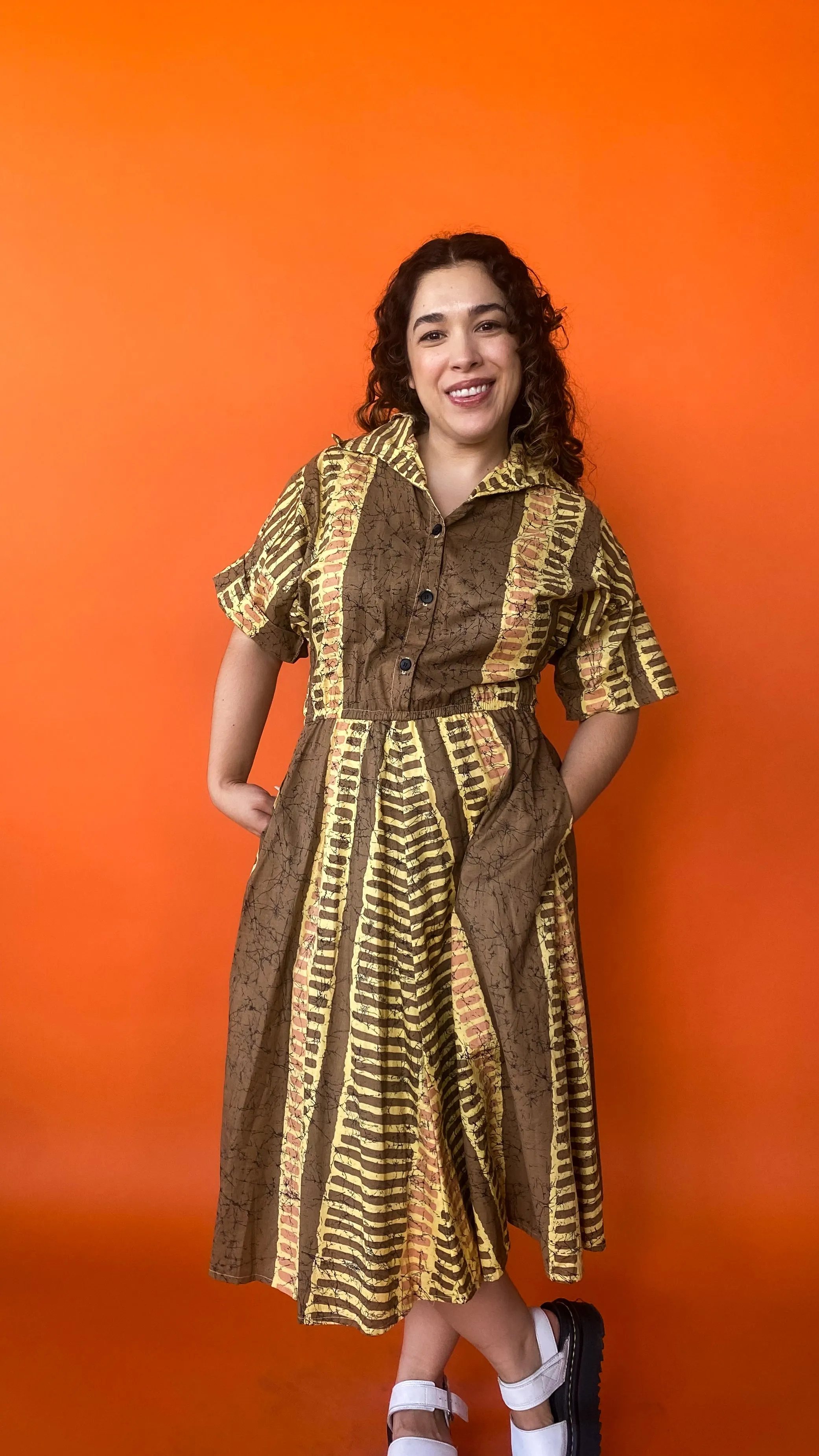 1980s Brown Batwing Dress, sz. S-L