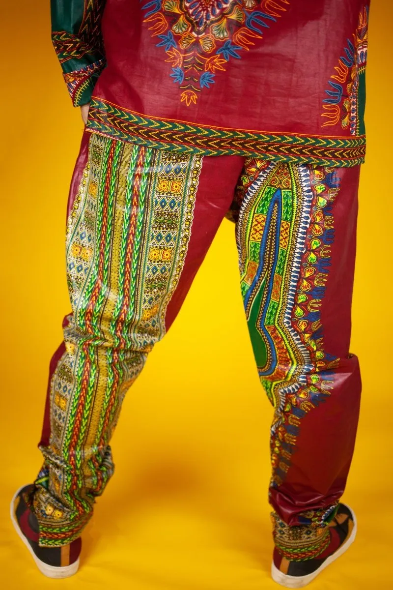 African Pants In Red Dashiki