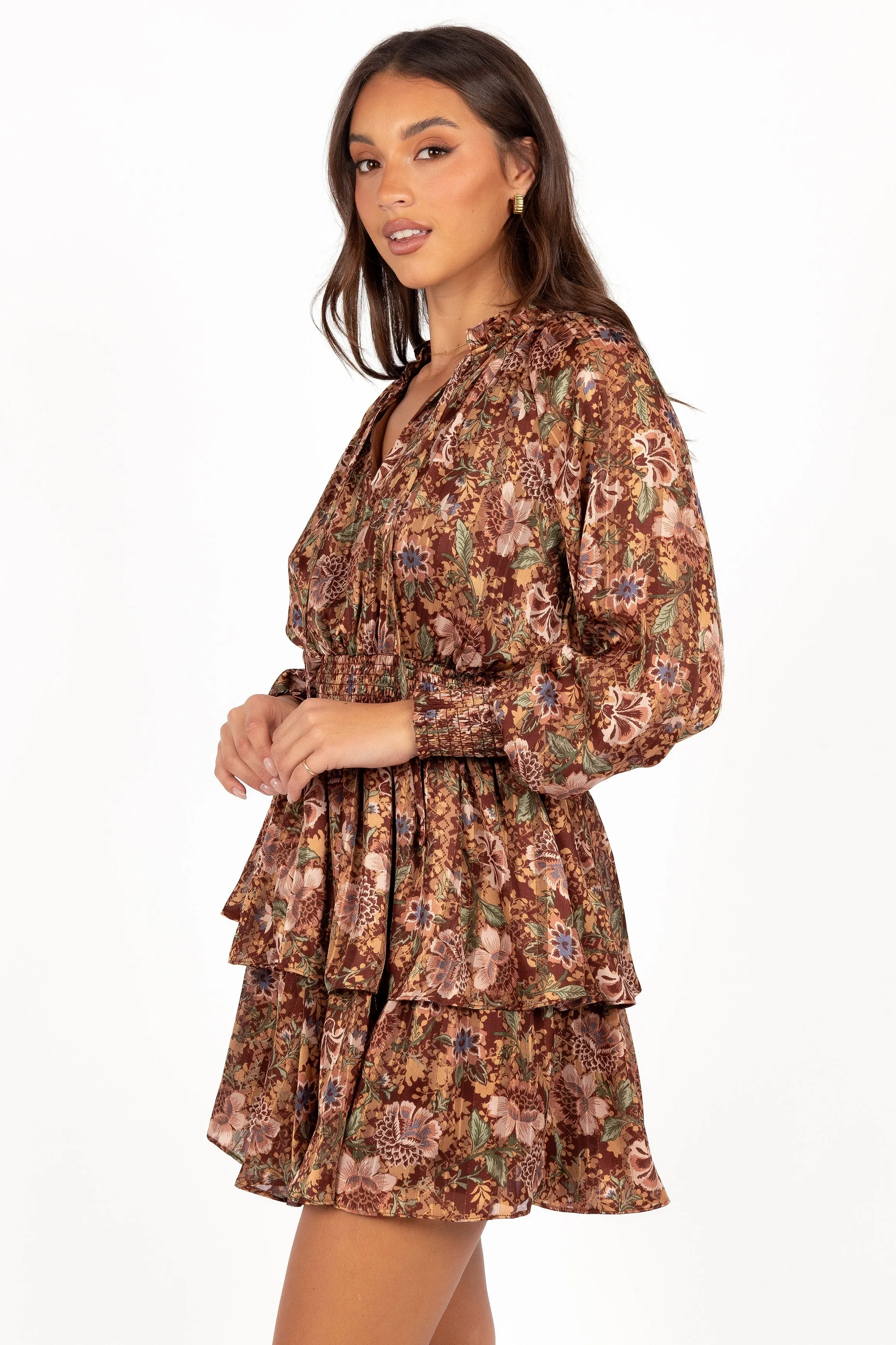 Alby Long Sleeve Mini Dress - Chocolate Brown