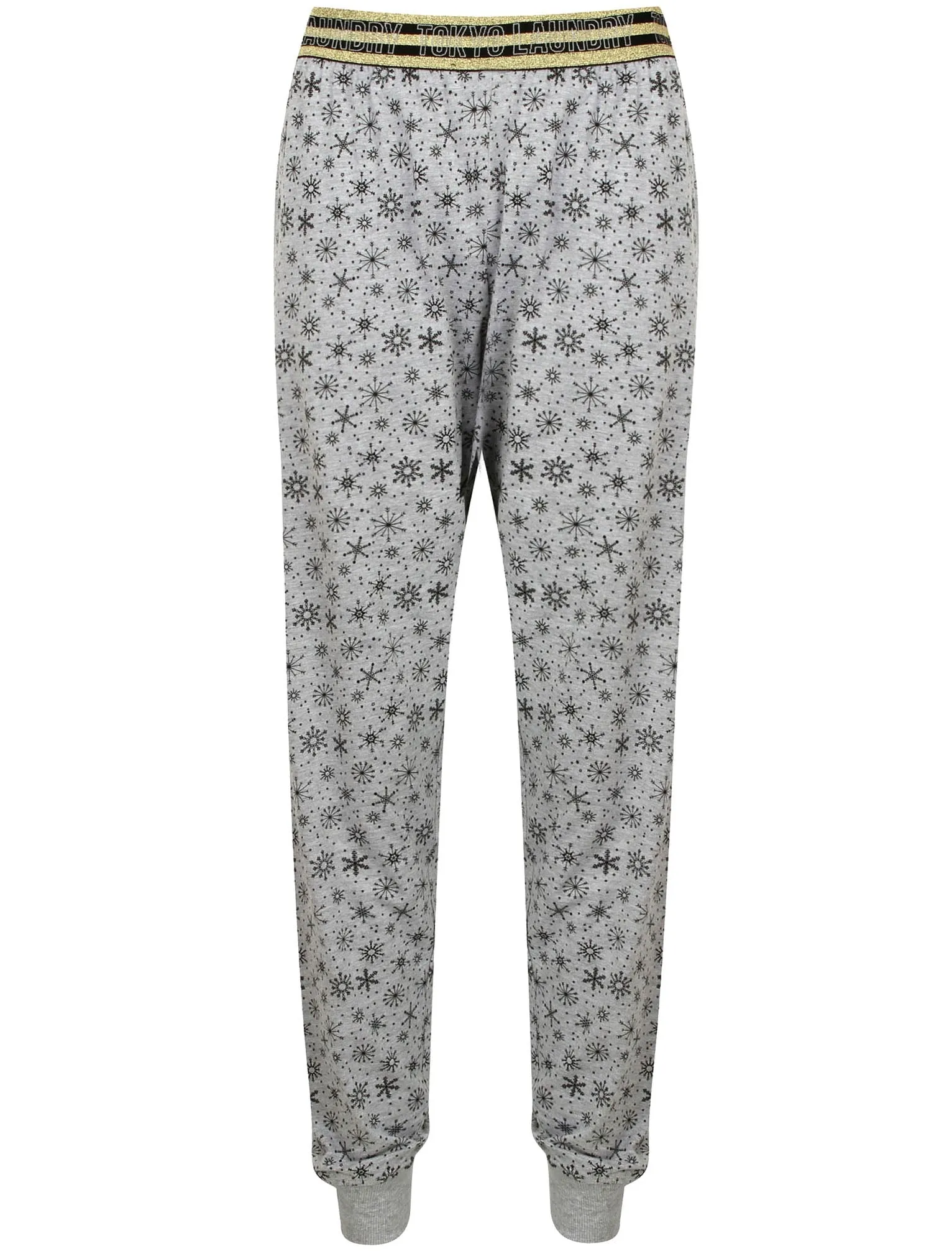 Alice Snowflake Print Cotton Lounge Pants in Light Grey Marl - Tokyo Laundry