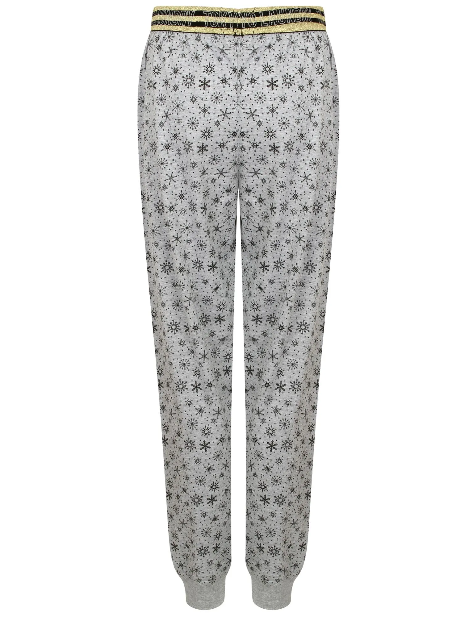 Alice Snowflake Print Cotton Lounge Pants in Light Grey Marl - Tokyo Laundry