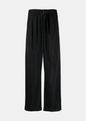 Anthracite Grey Belted Cropped Pants