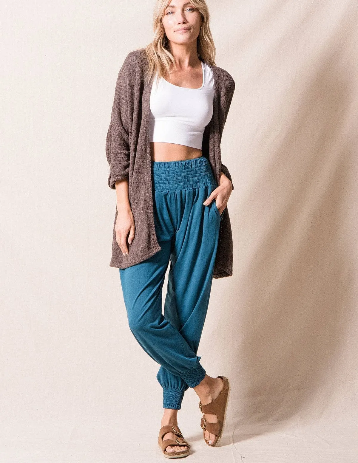 Bamboo / Organic Cotton Taj Pocket Pants - Teal Blue - As-Is-Clearance