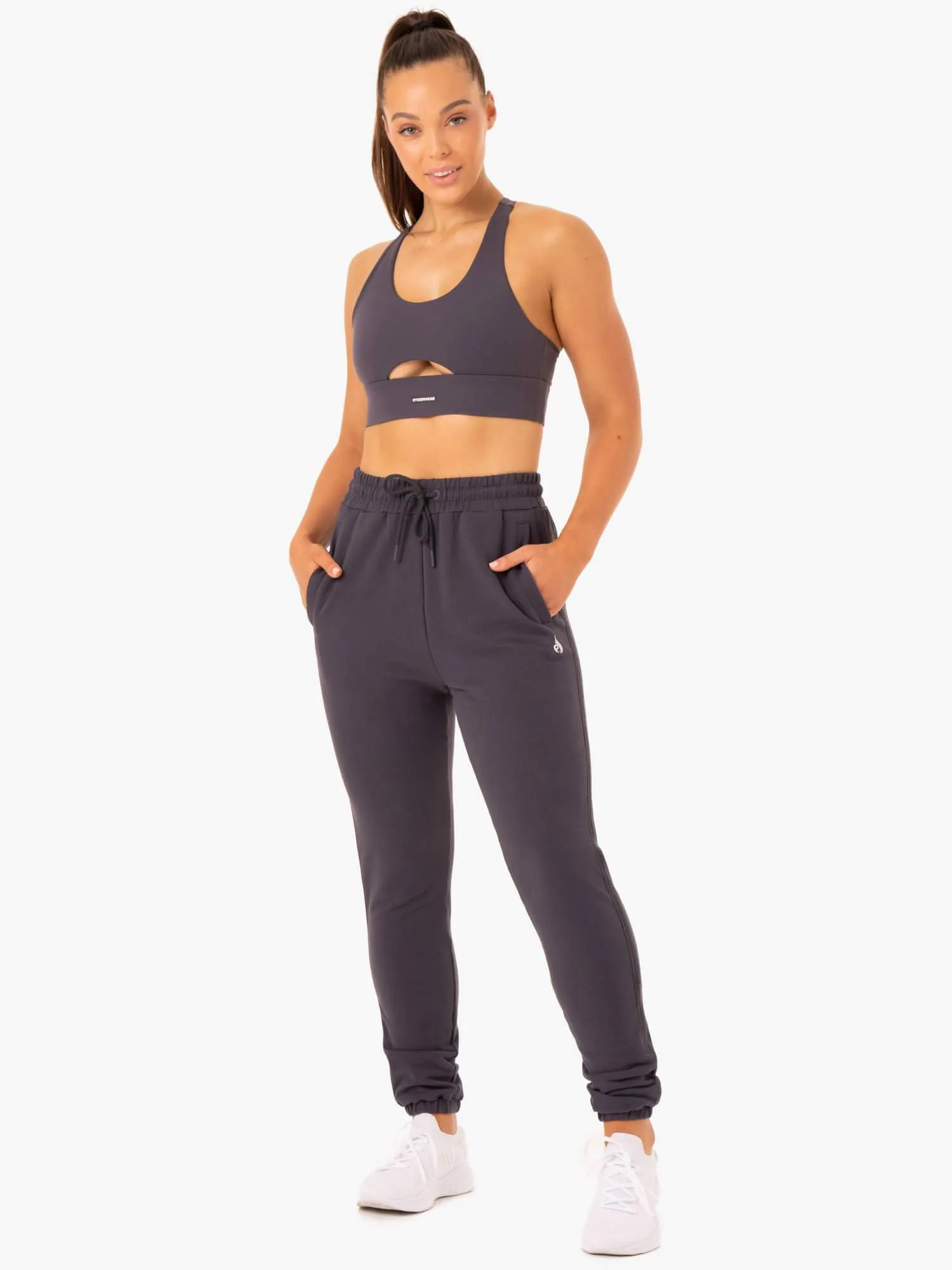 Base Racer Back Sports Bra - Charcoal