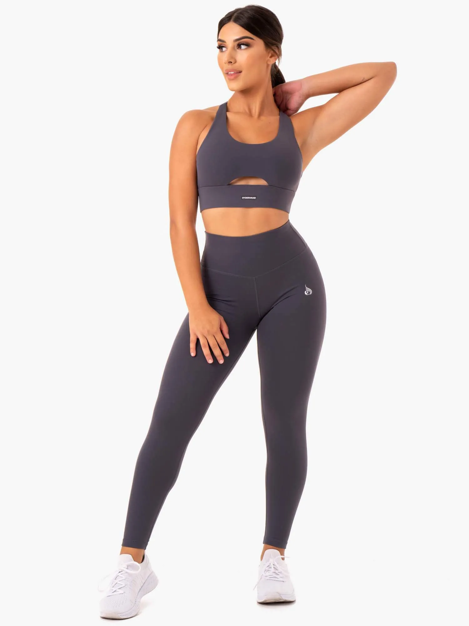 Base Racer Back Sports Bra - Charcoal