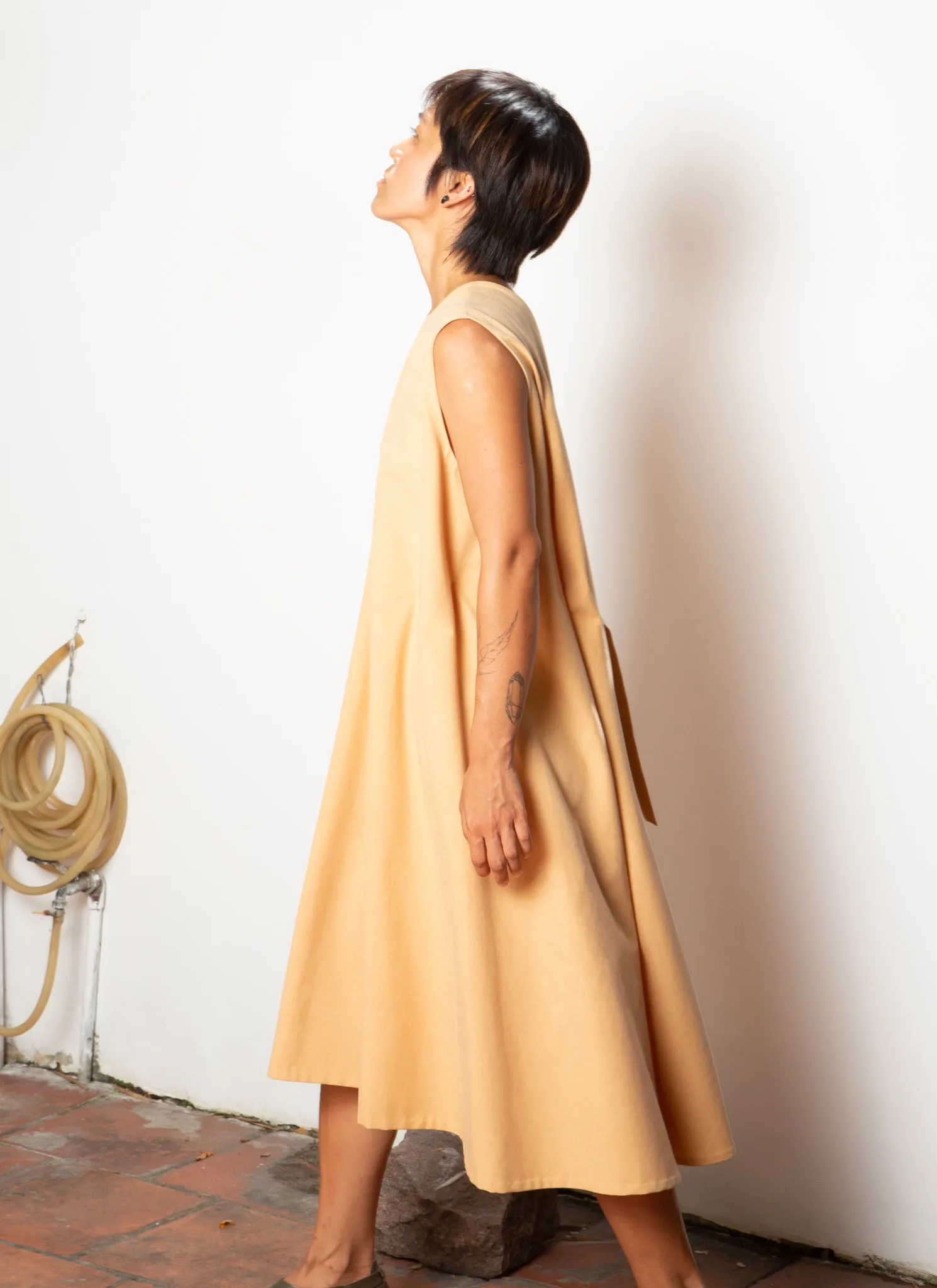 Bee Tie Dress in Light Brown