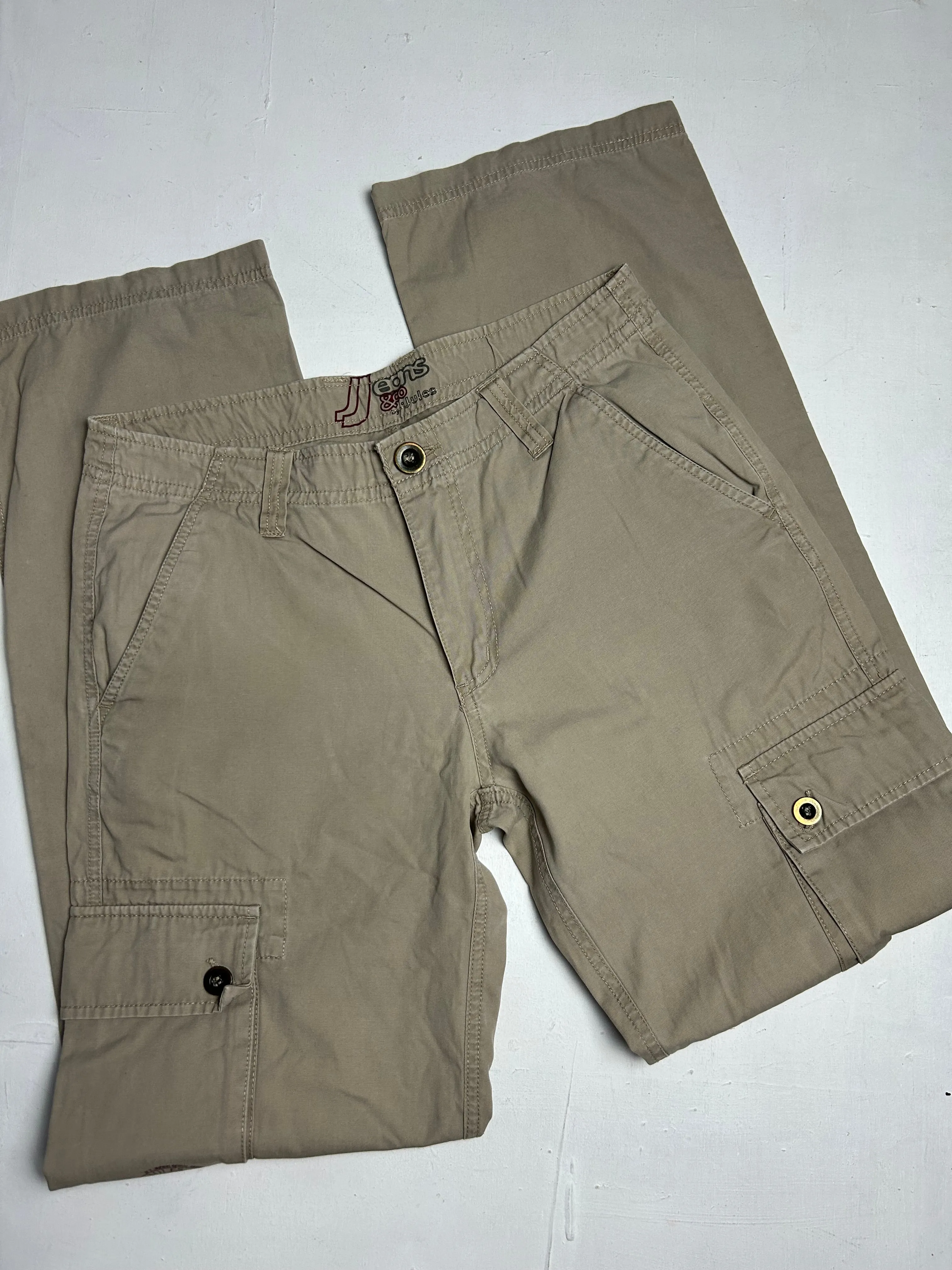 Beige cargo cotton low waist baggy pants (L)