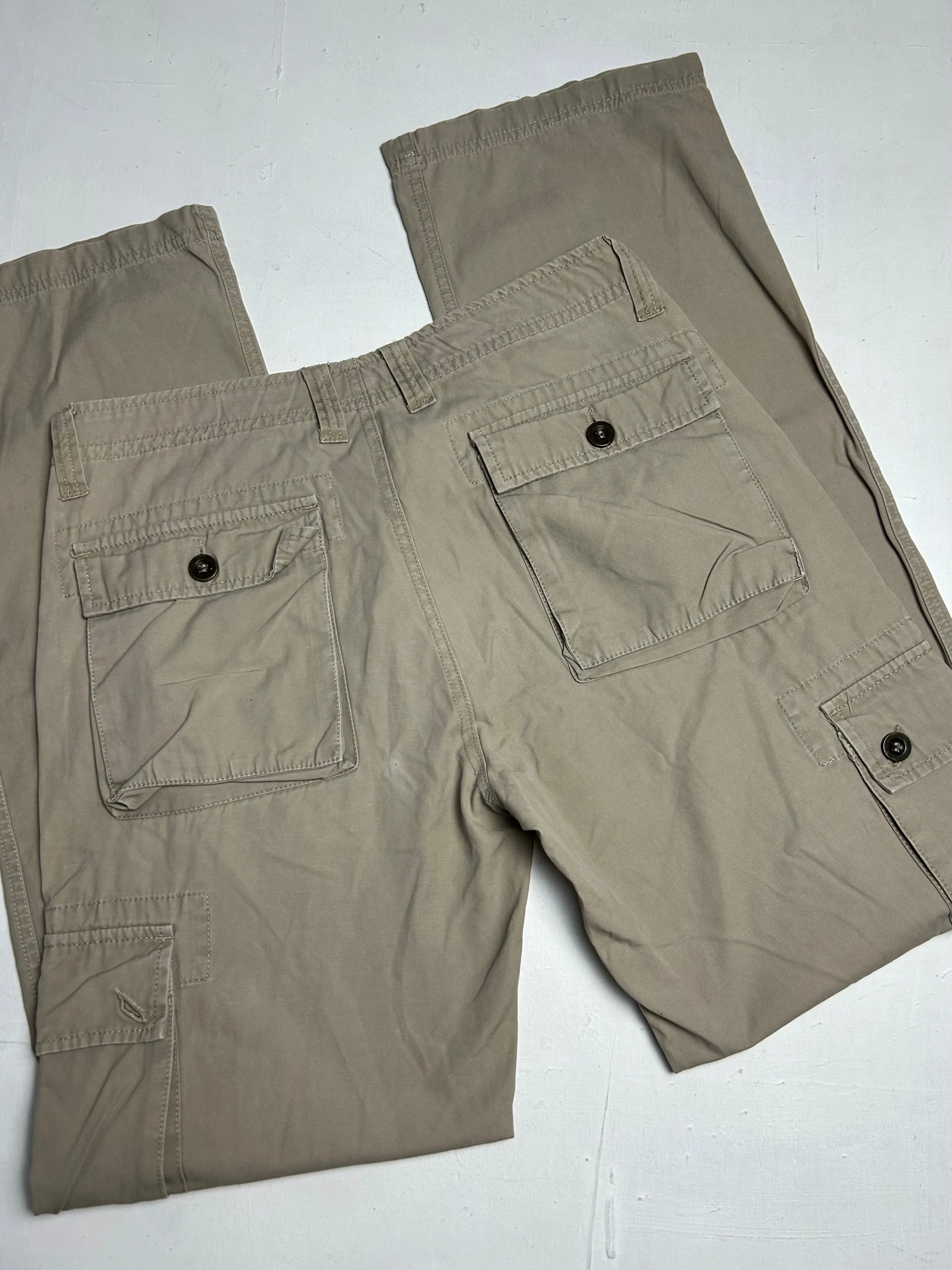 Beige cargo cotton low waist baggy pants (L)