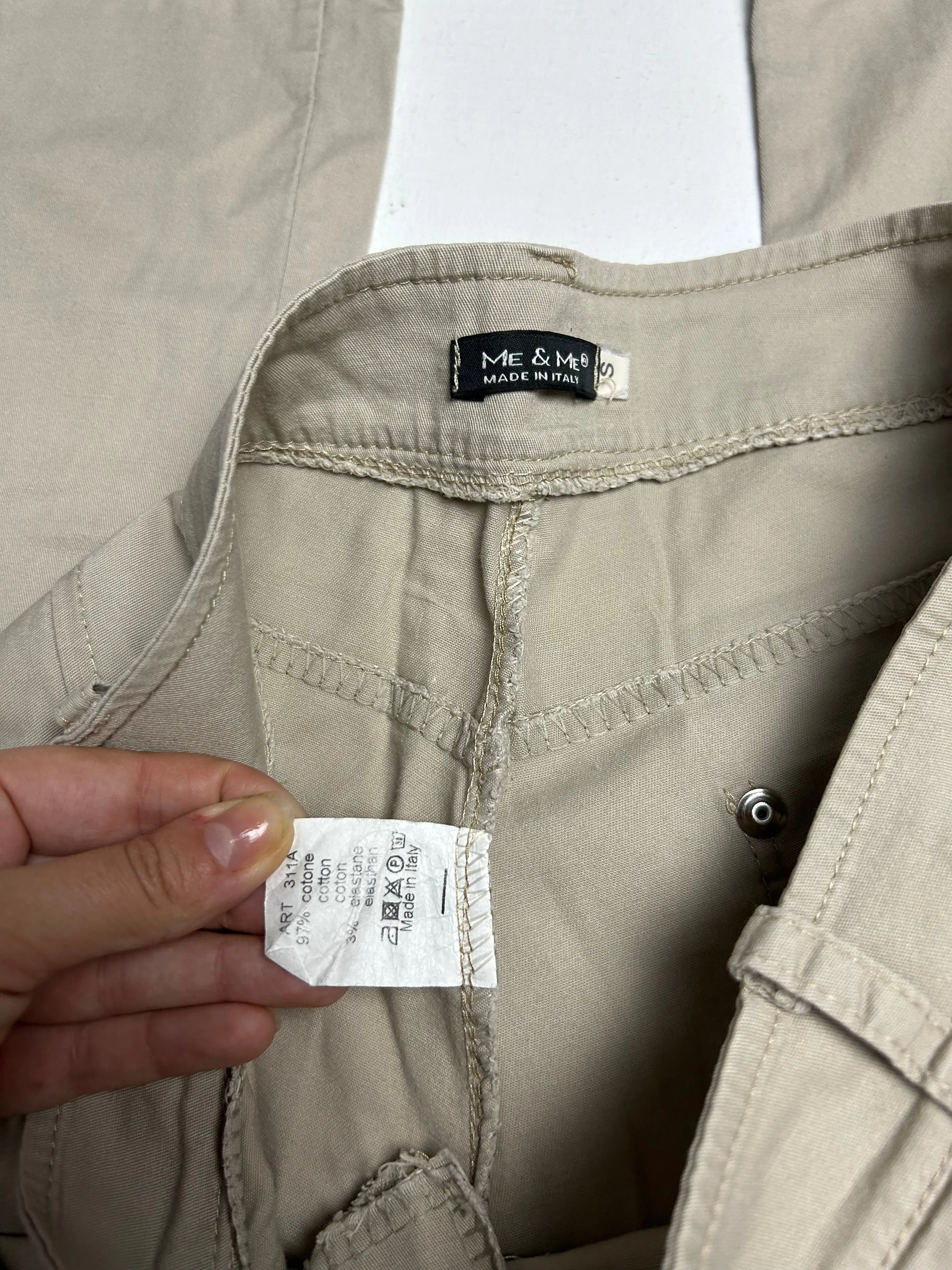 Beige cotton low waist cargo pants (S/M)