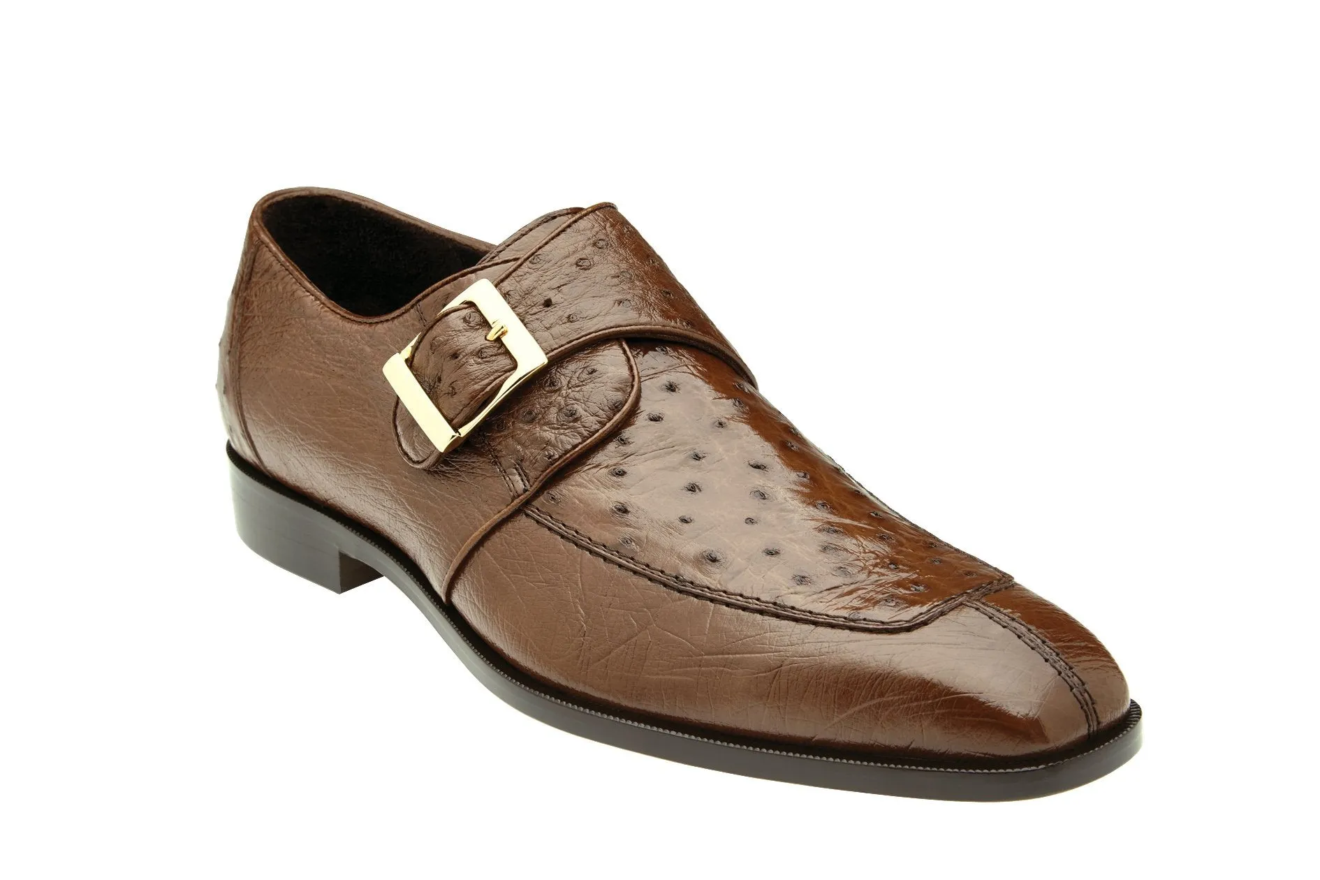 Belvedere - Josh, Genuine Ostrich Single Buckle Dress Shoe - Brown - 114011