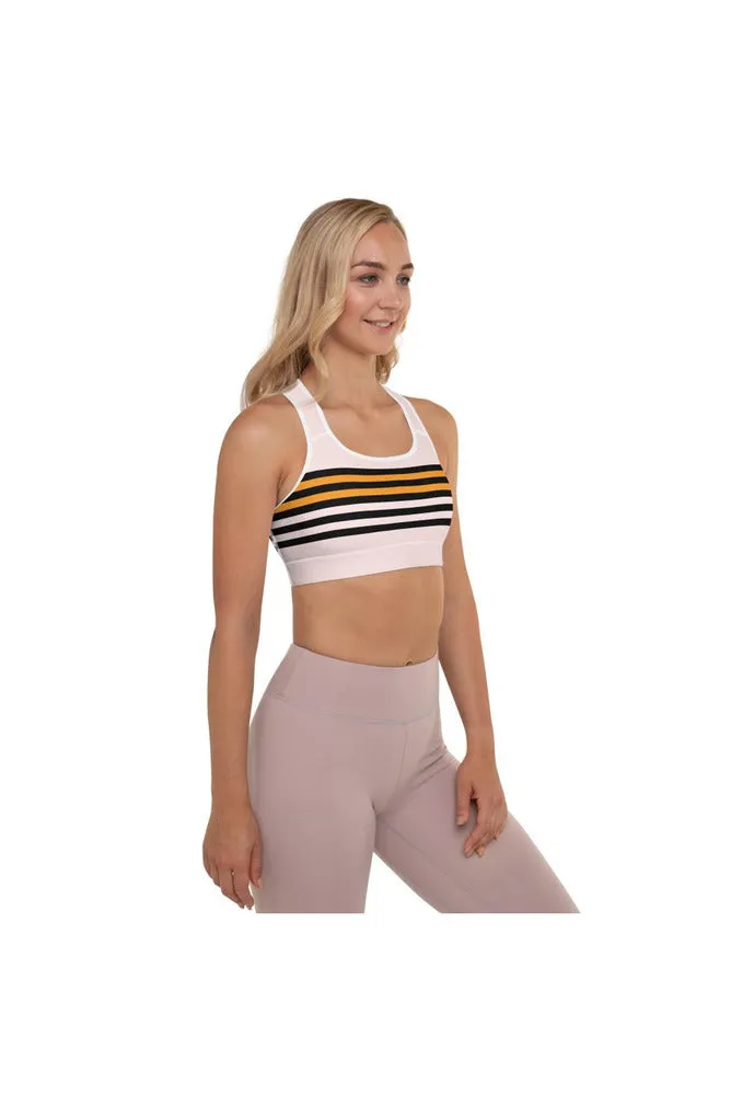 Black & Gold Stripes Padded Sports Bra