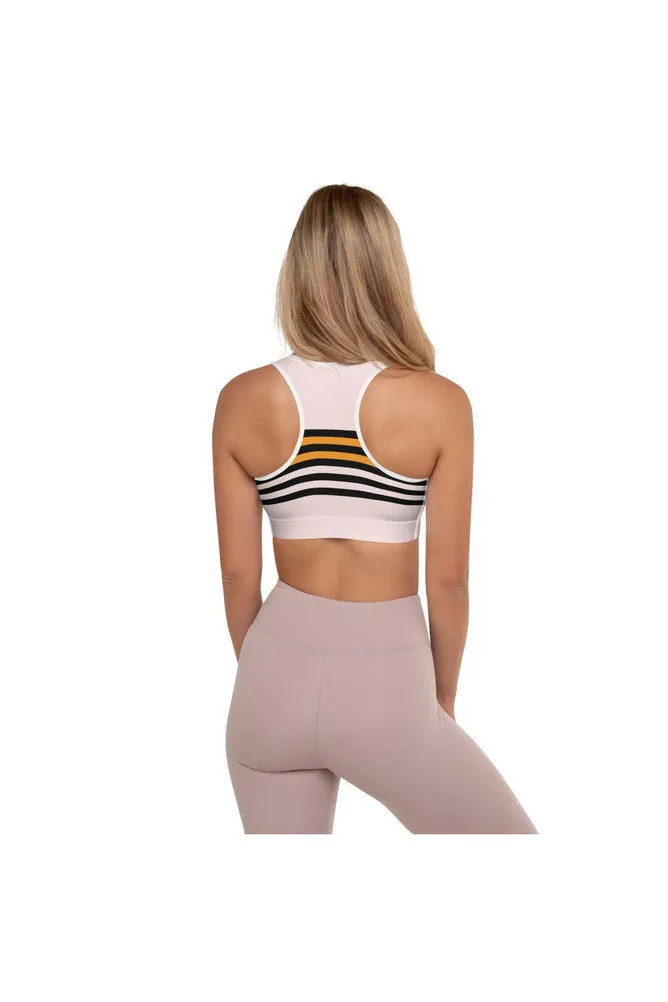 Black & Gold Stripes Padded Sports Bra