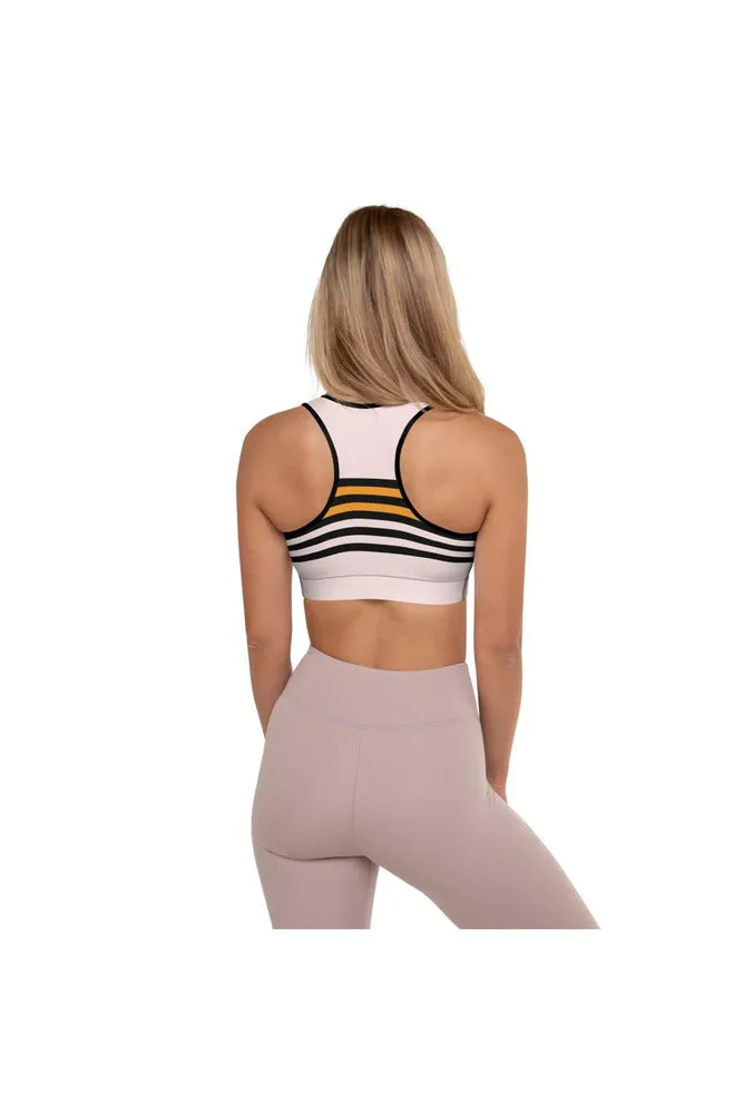 Black & Gold Stripes Padded Sports Bra