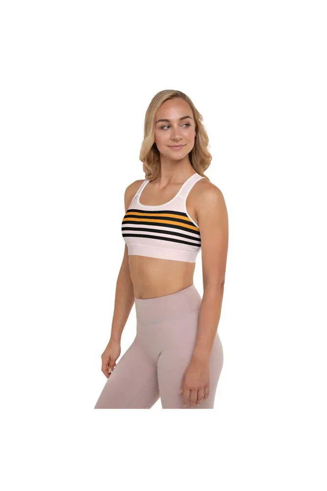 Black & Gold Stripes Padded Sports Bra