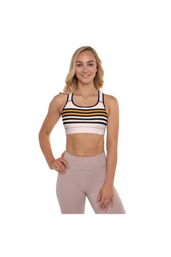 Black & Gold Stripes Padded Sports Bra