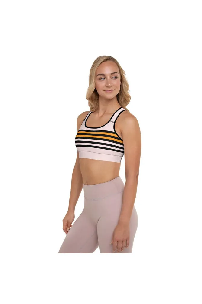 Black & Gold Stripes Padded Sports Bra