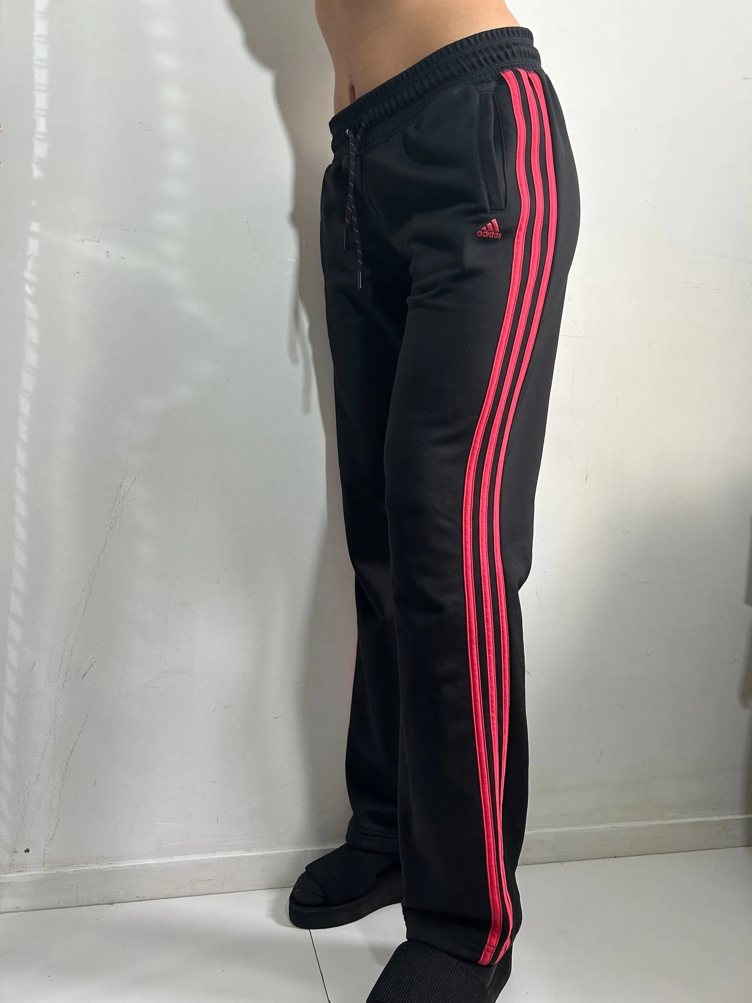 Black & pink cotton low rise joggers baggy pants (M)