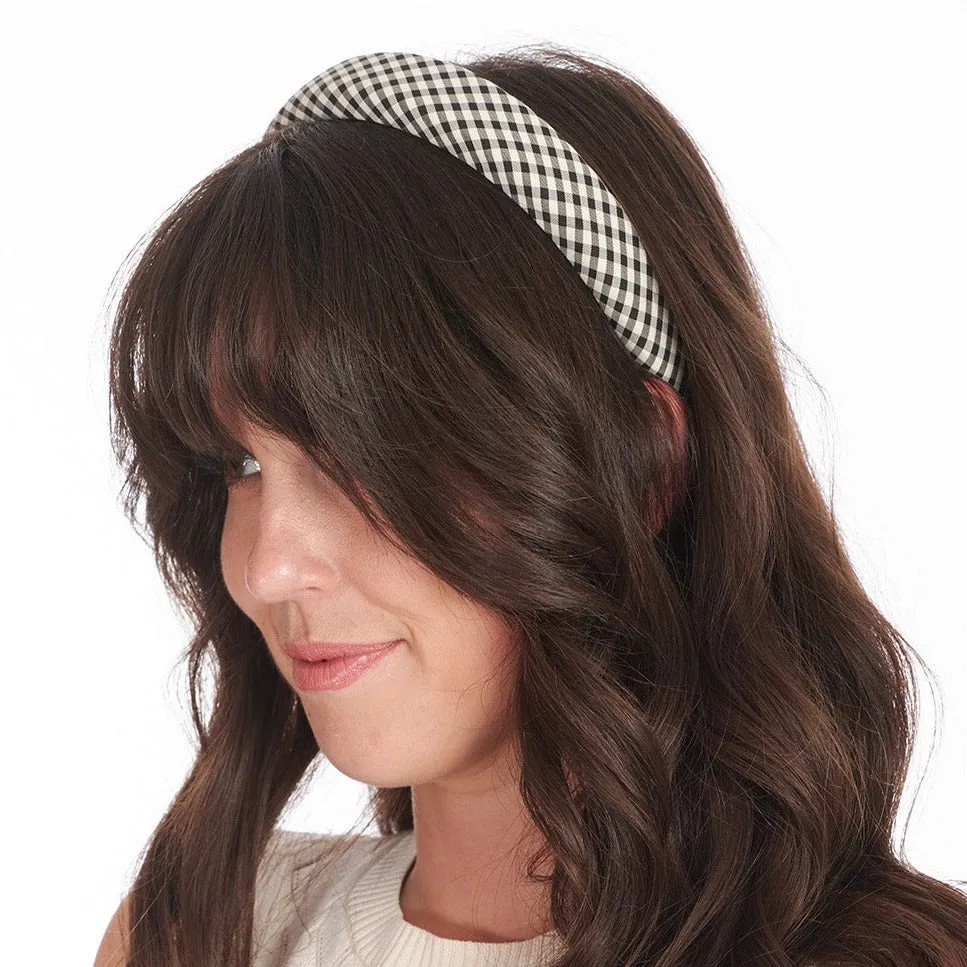 Black and White Checked Padded Headband