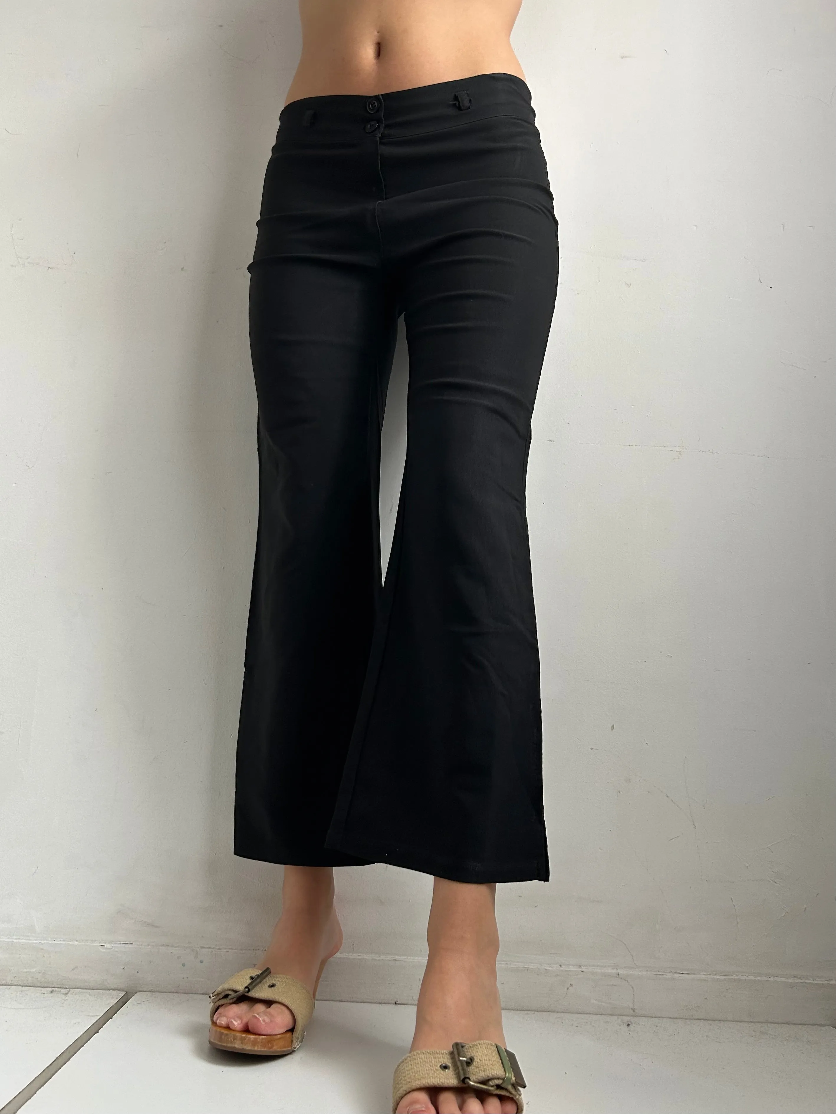 Black cotton low rise office pants (S/M)