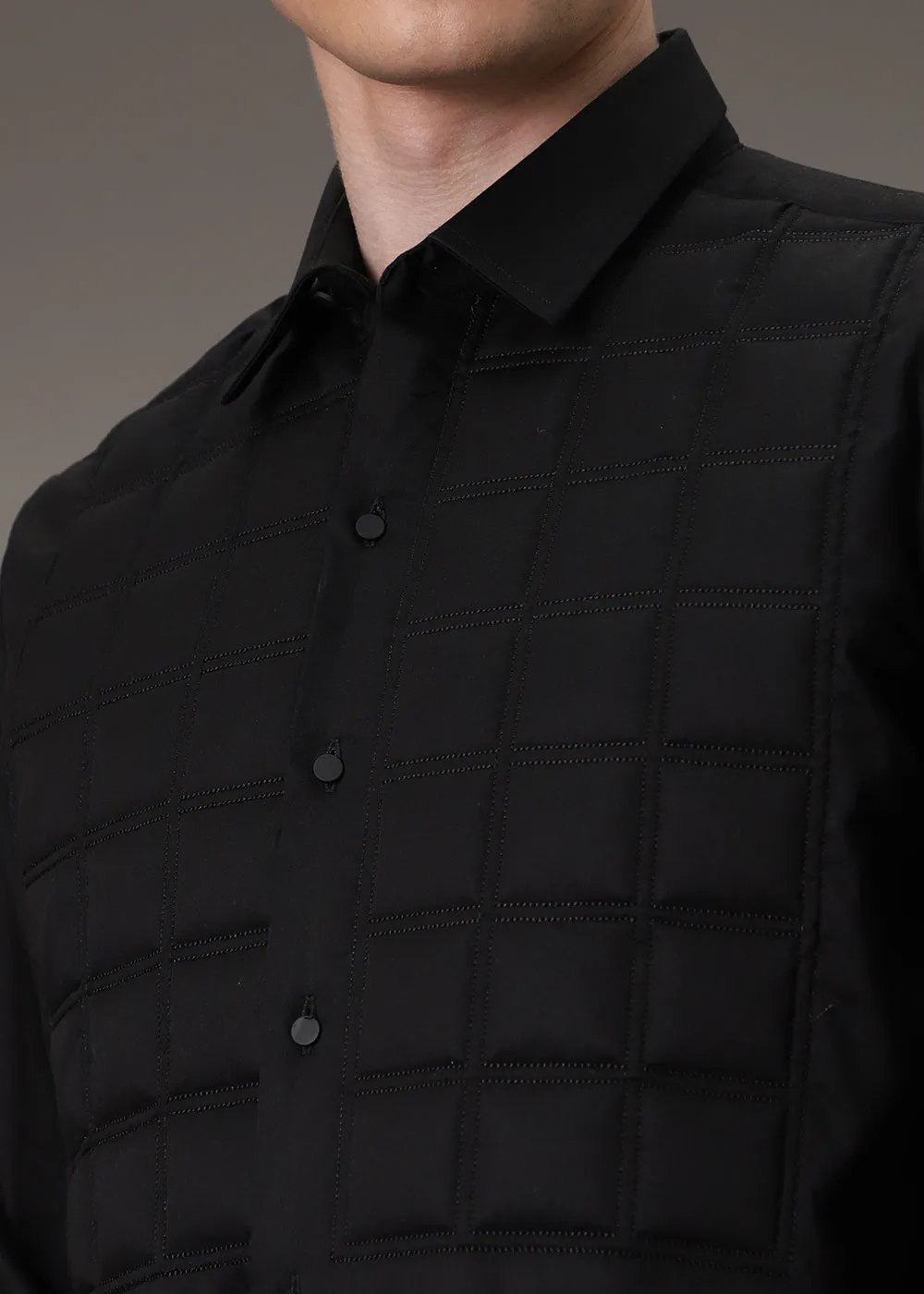 Black Padded Check Shirt