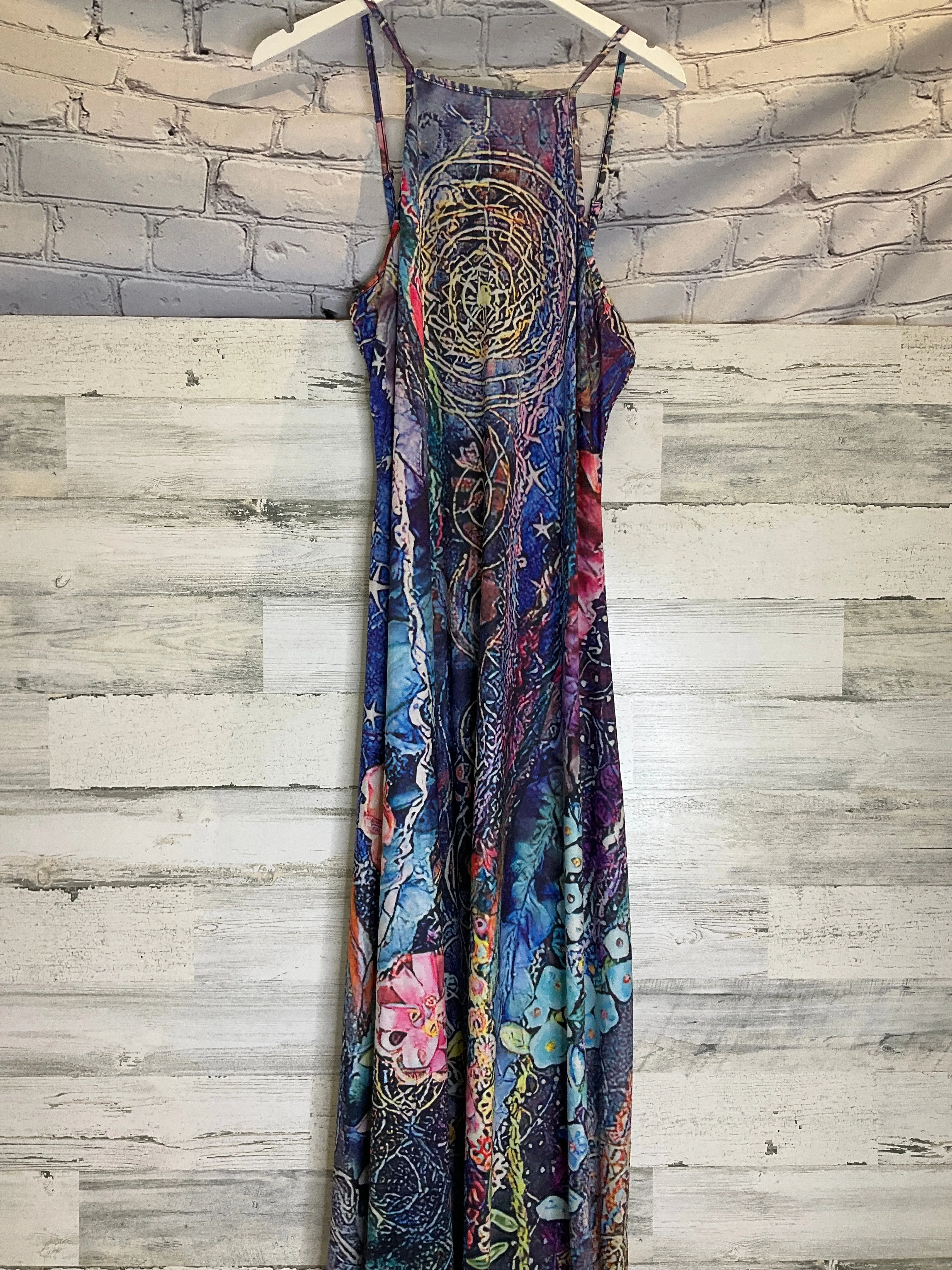 Blue & Purple Dress Casual Maxi Clothes Mentor, Size L