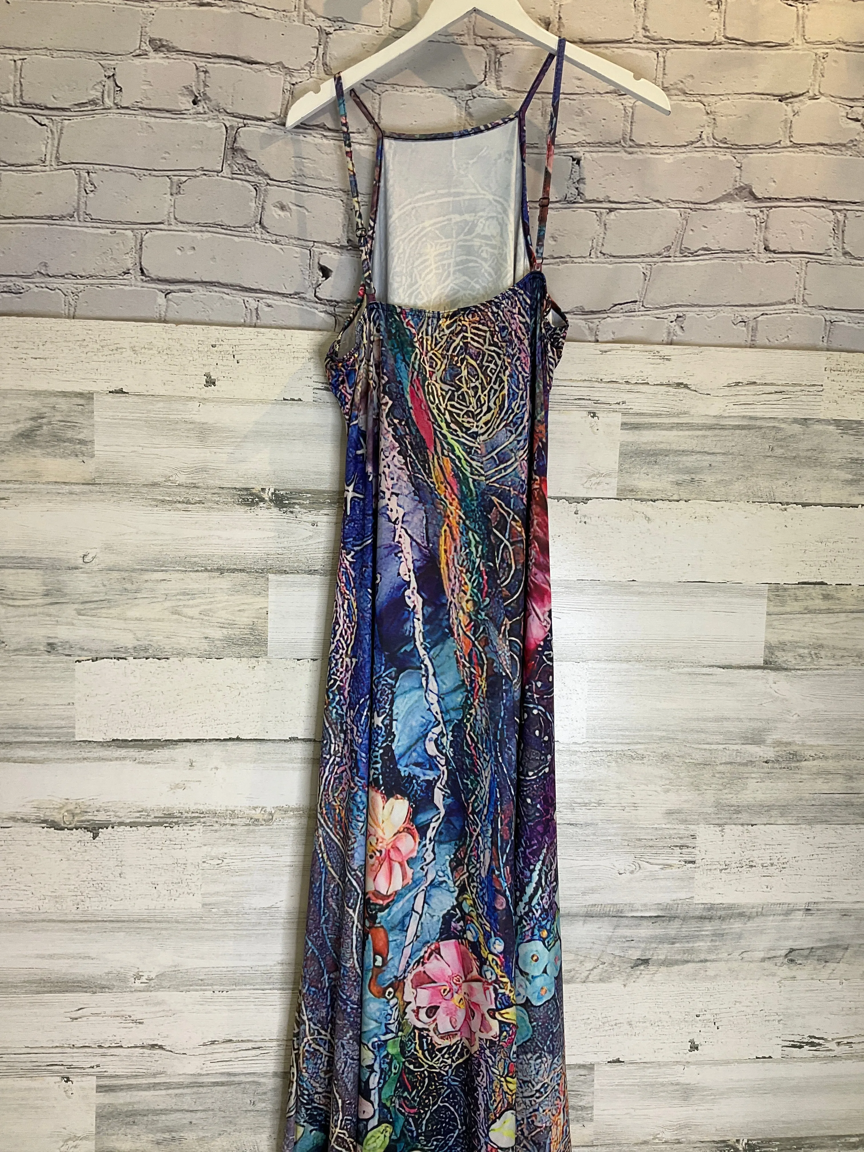 Blue & Purple Dress Casual Maxi Clothes Mentor, Size L