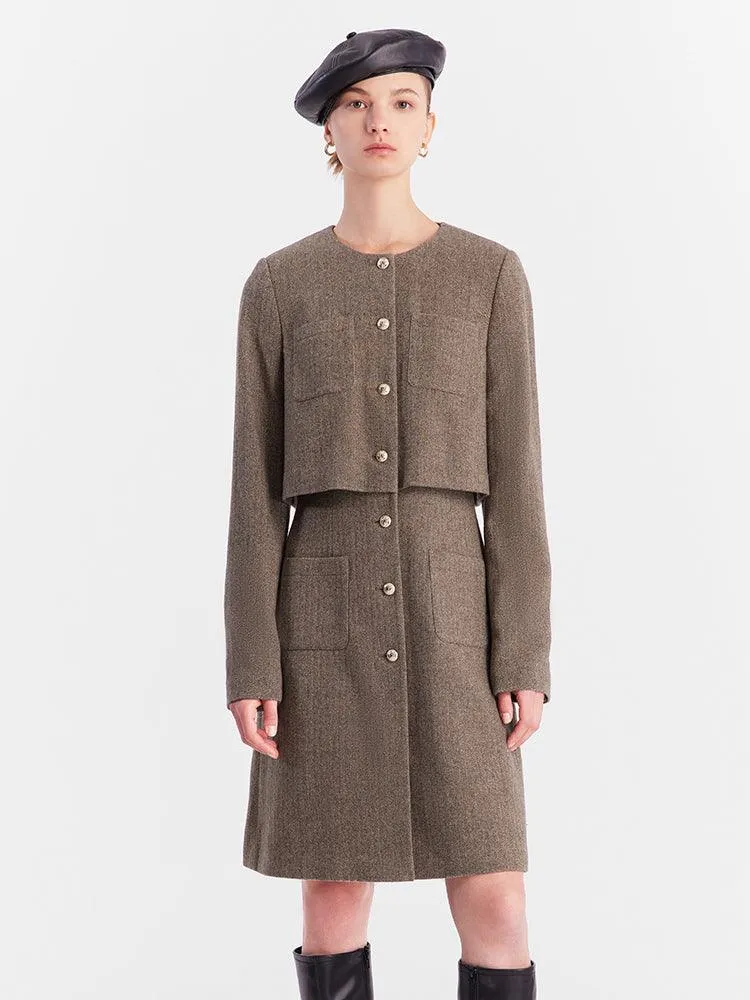 Brown Washable Double-Layer Dress