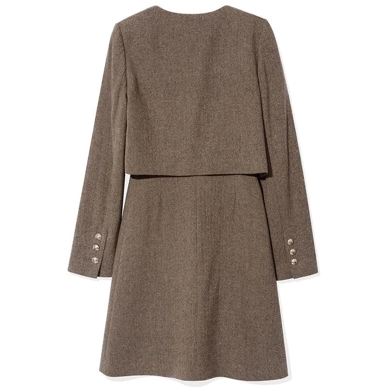 Brown Washable Double-Layer Dress