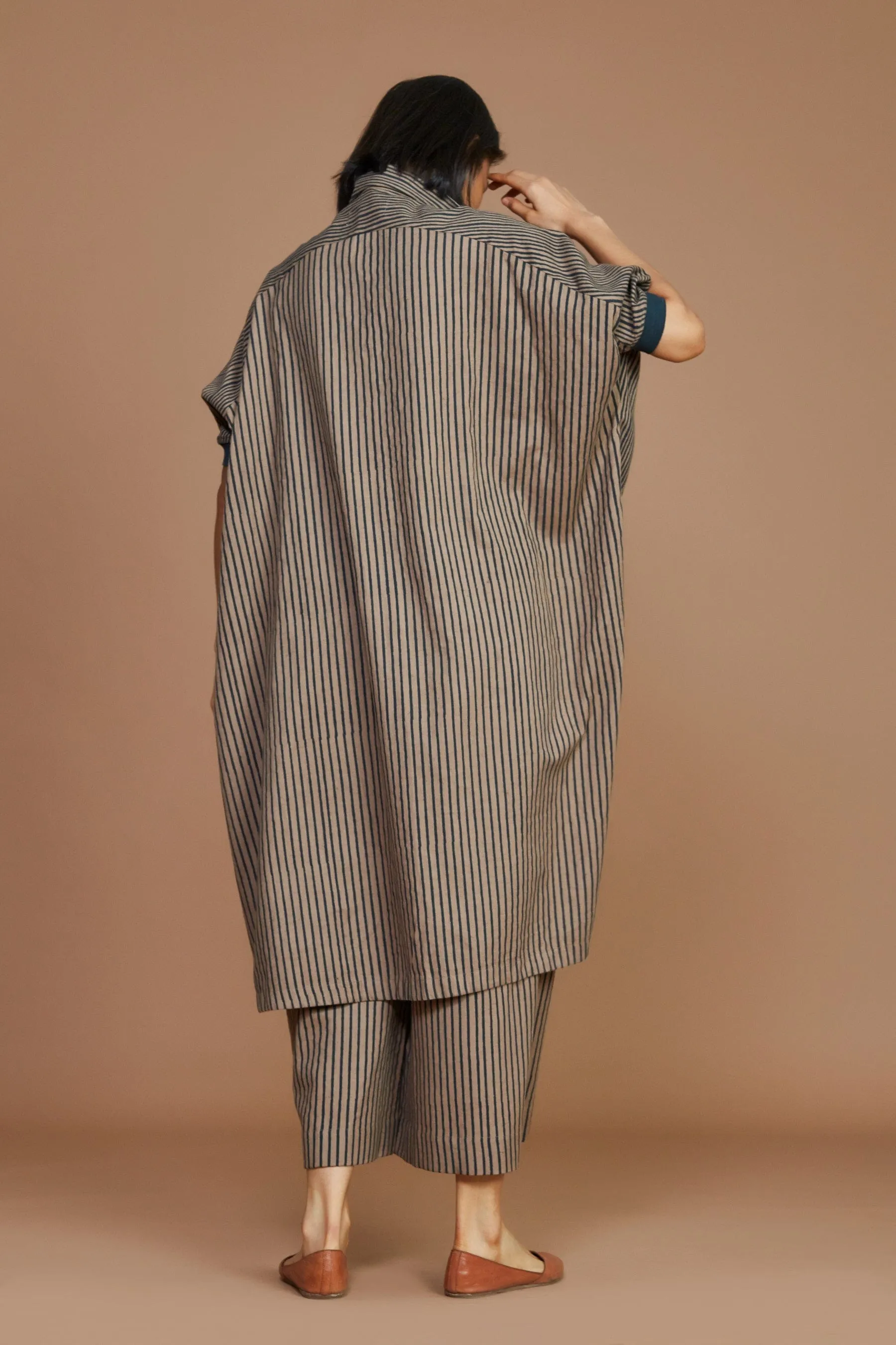 Brown With Charcoal Striped Kaftan Dress (Ready to Ship)