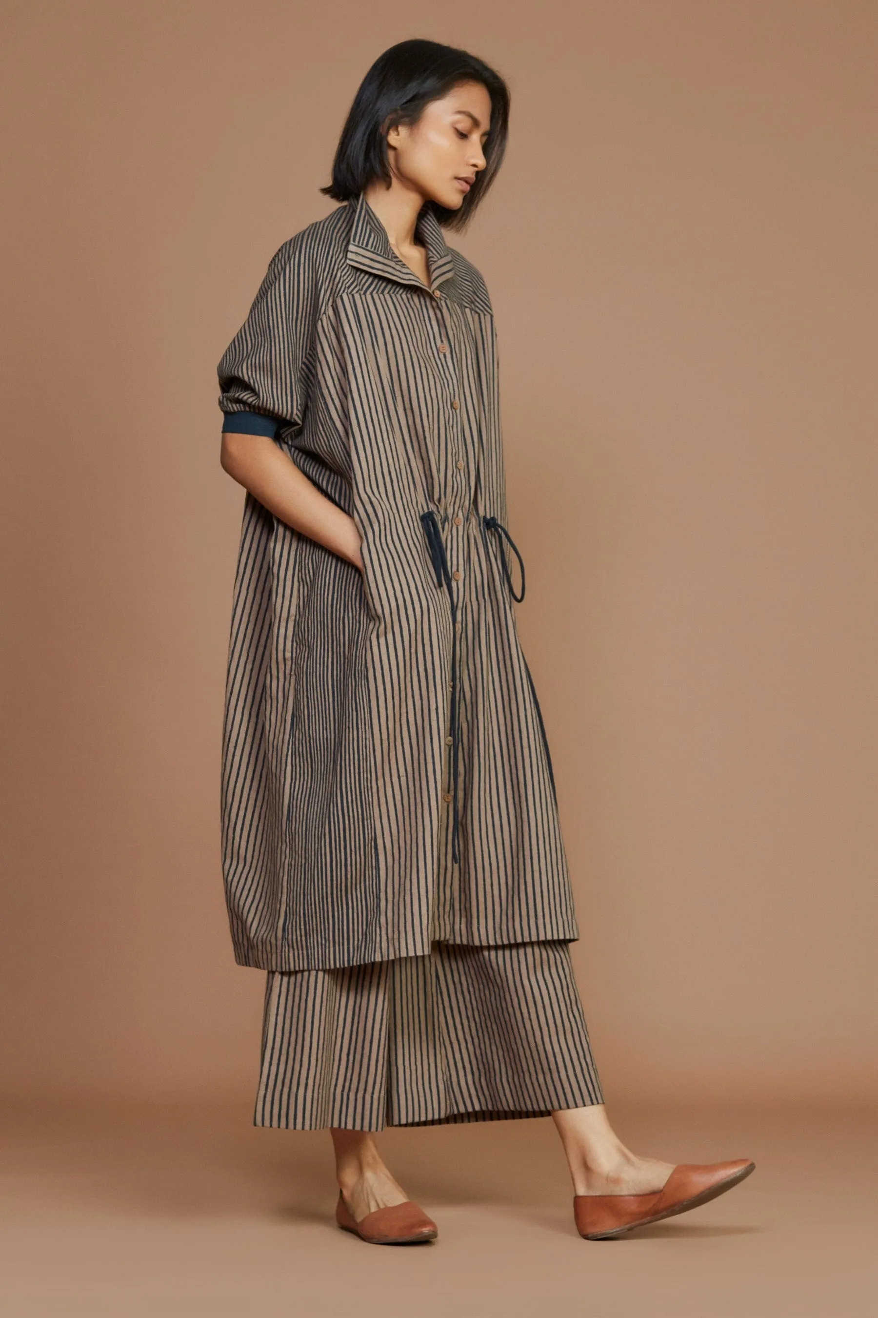 Brown With Charcoal Striped Kaftan Dress (Ready to Ship)