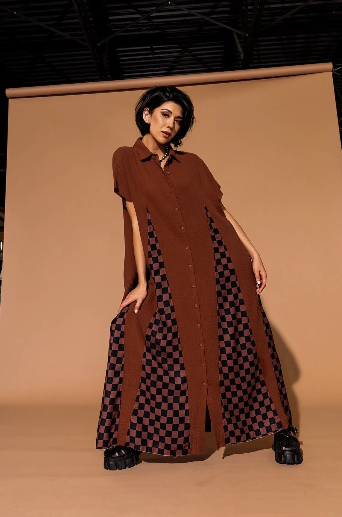 California Cool Oversized Maxi Dress in Brown