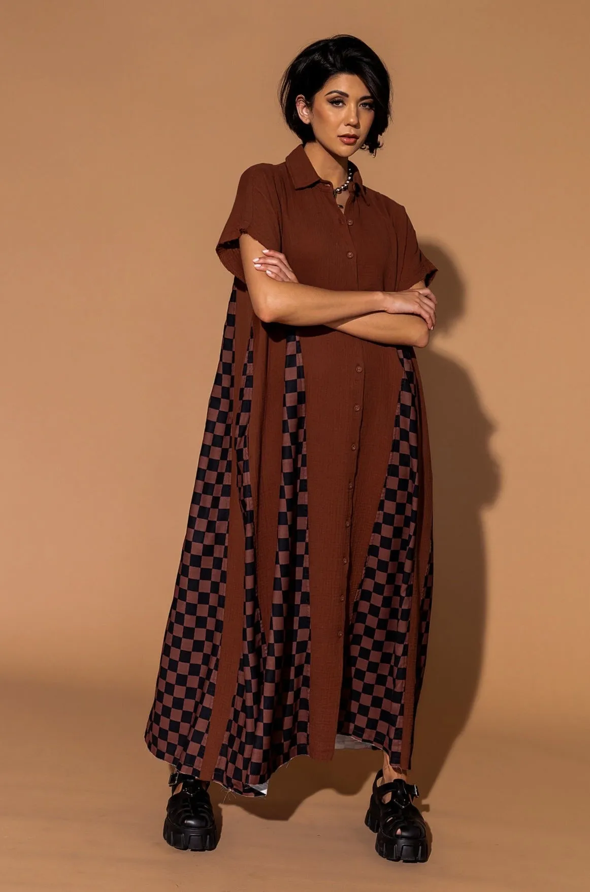 California Cool Oversized Maxi Dress in Brown