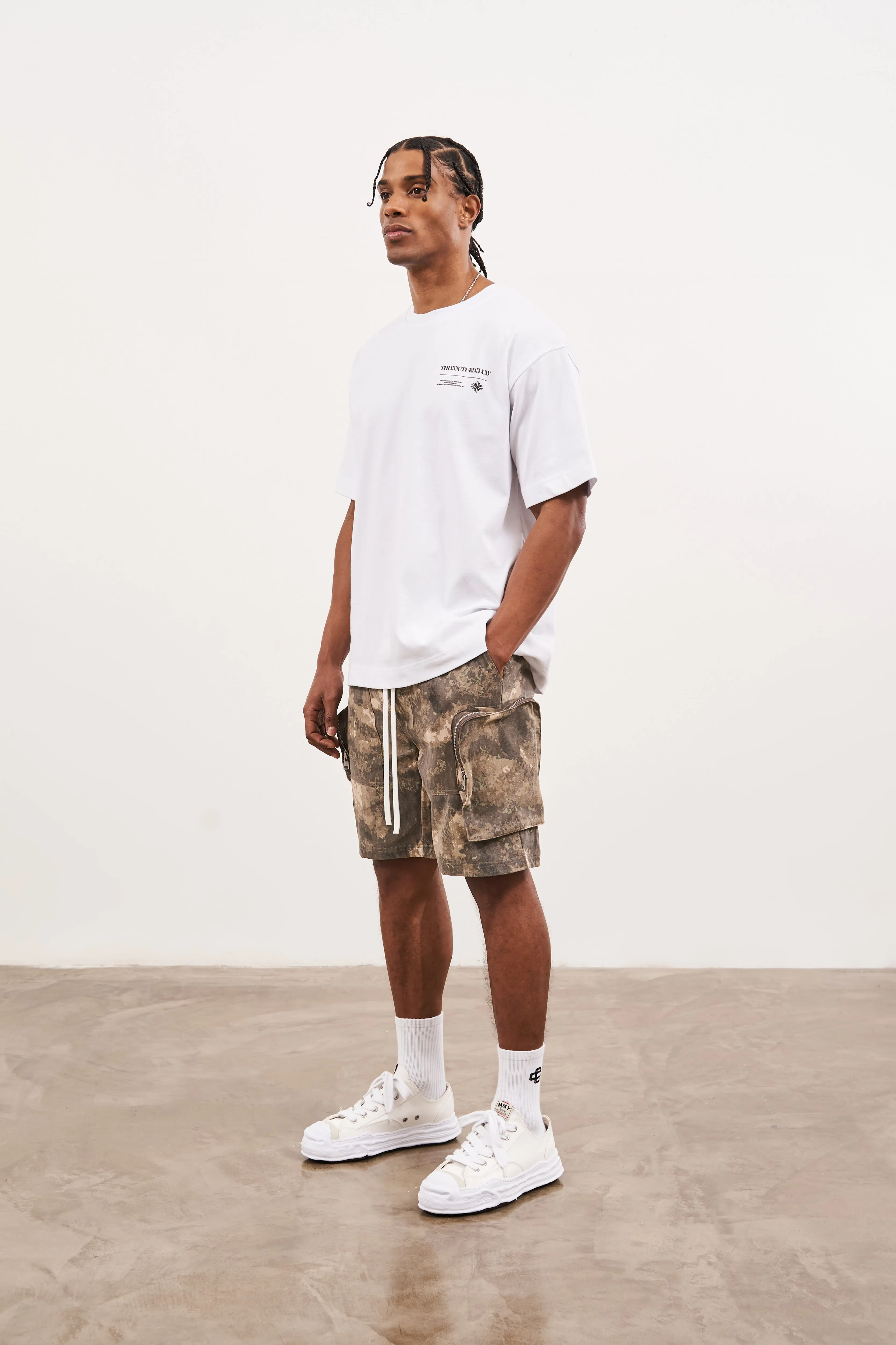 CAMO CARGO SHORTS - KHAKI