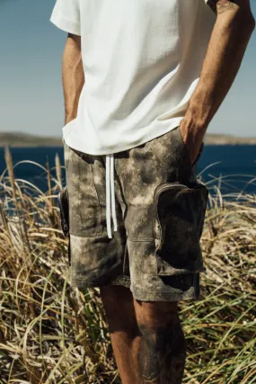 CAMO CARGO SHORTS - KHAKI