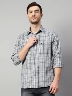 Cantabil Cotton Checkered Grey Full Sleeve Casual Shirt for Men with Pocket