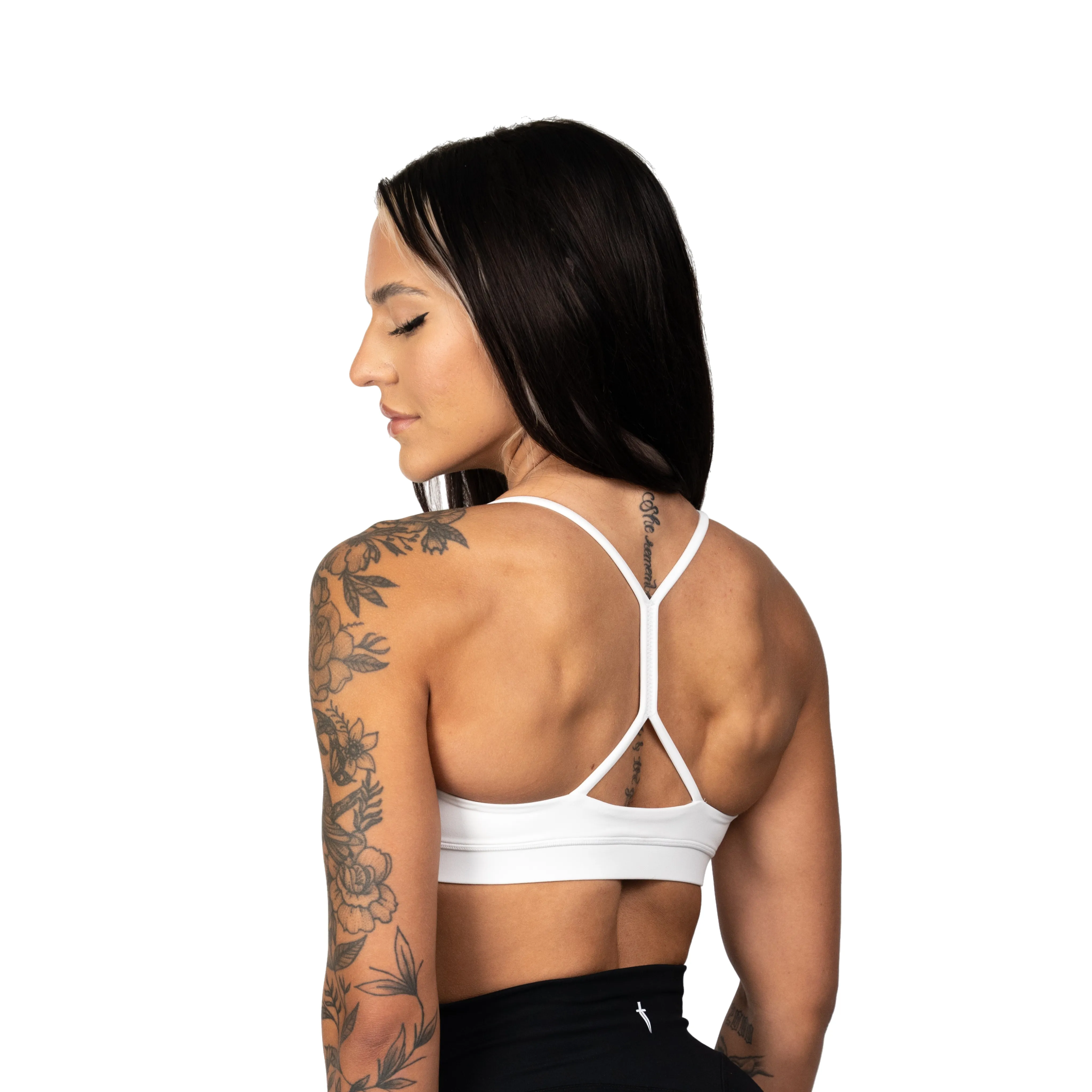 CORE V-NECK SPORTS BRA - WHITE