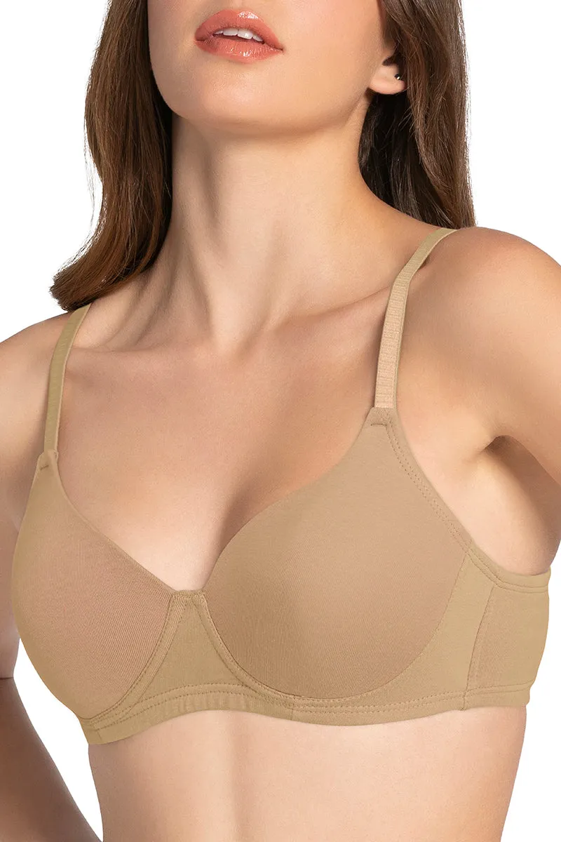 Cotton Dream Padded Non Wired T-shirt Bra - Sesame