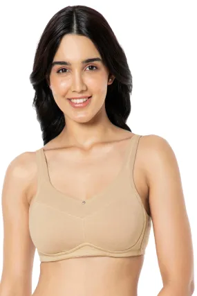 Cotton Smooth Back Solid Non Padded Non-Wired Support bra - Sandalwood