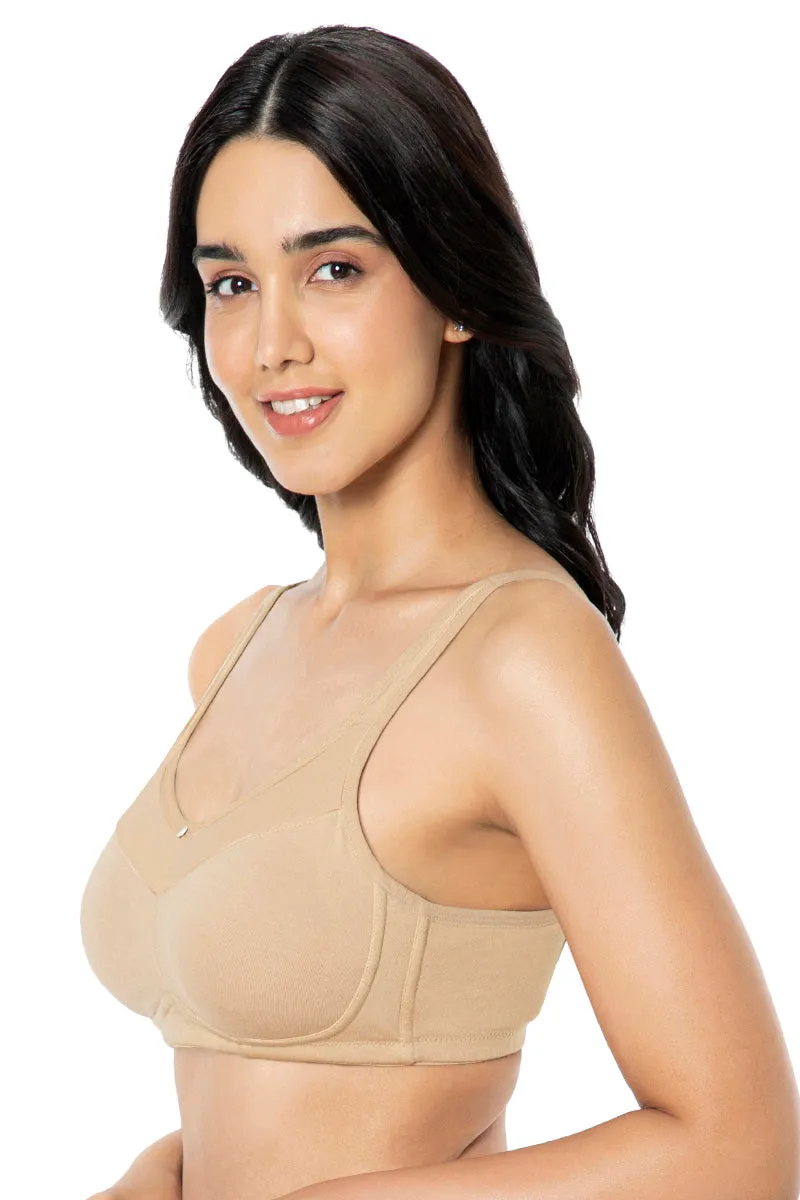 Cotton Smooth Back Solid Non Padded Non-Wired Support bra - Sandalwood