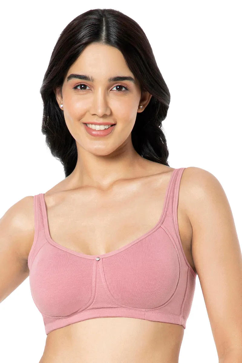 Cotton Super Support Solid Non Padded Non-Wired Bra - Mesa Rose