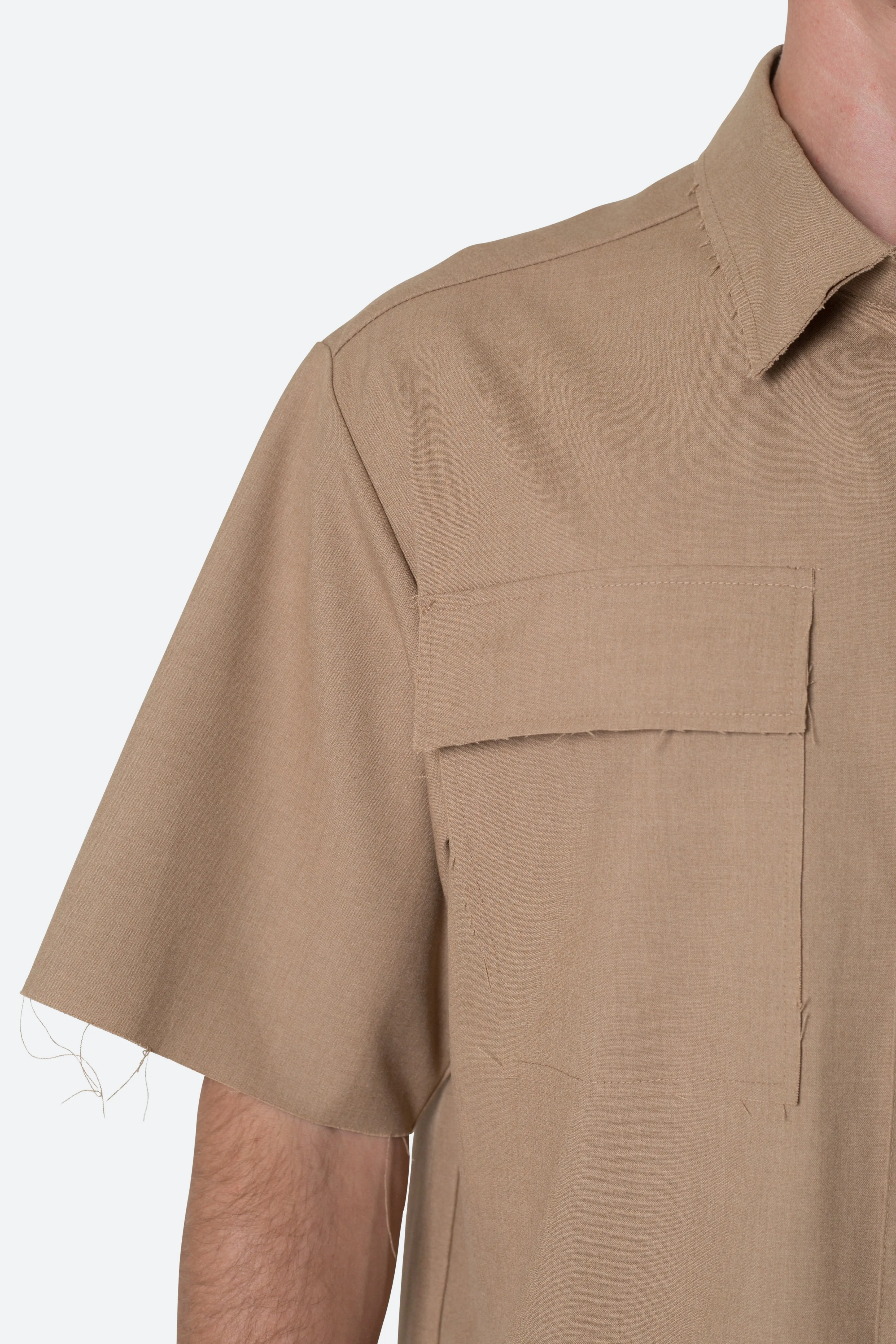 Cropped Woven Shirt - Khaki