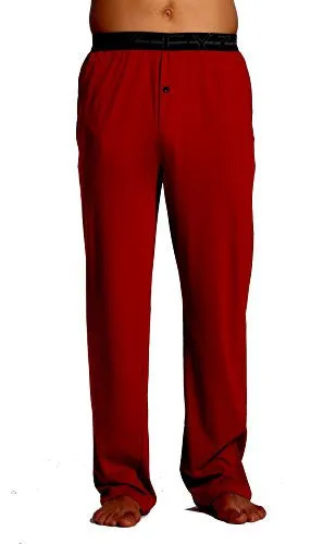 CYZ MEN'S 100% COTTON JERSEY KNIT PAJAMA PANTS WITH ELASTIC WAISTBAND-BURGUNDY-L