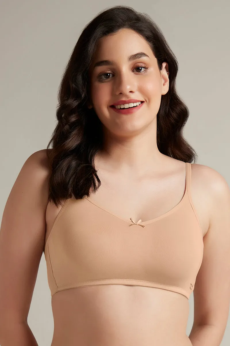 Daily Support Non Padded Non-Wired Cotton Bra - Sandalwood