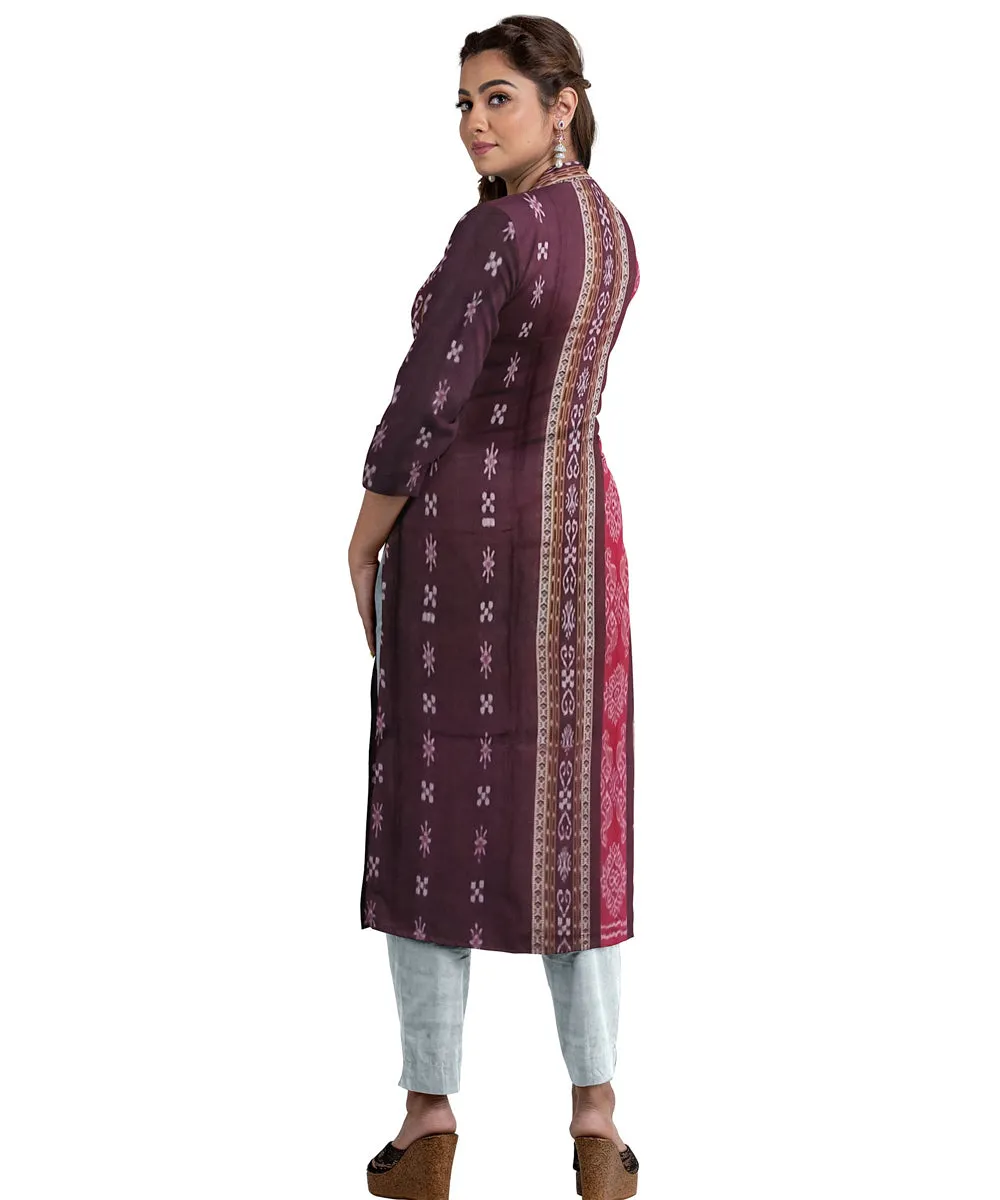 Dark brown grey handwoven cotton nuapatna dress material