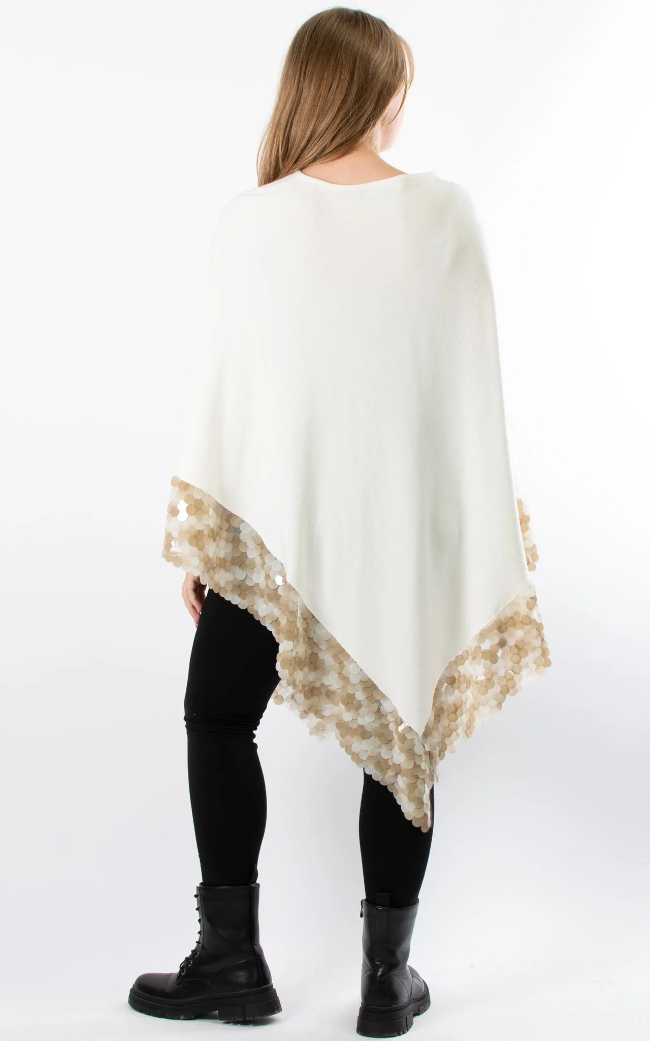 Denise Trim Poncho | Winter White