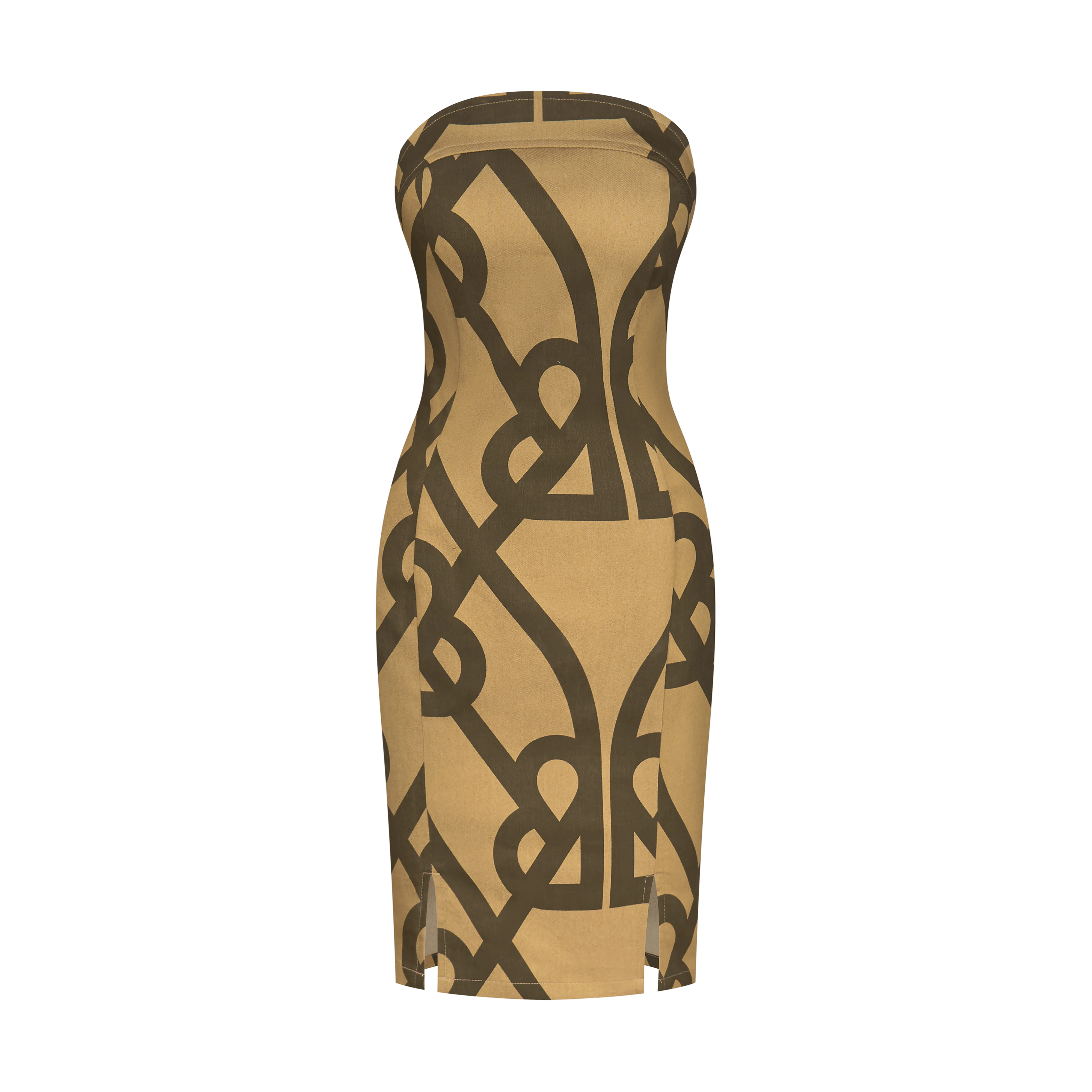 DENOGRAM TUBE DRESS-BROWN