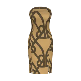 DENOGRAM TUBE DRESS-BROWN