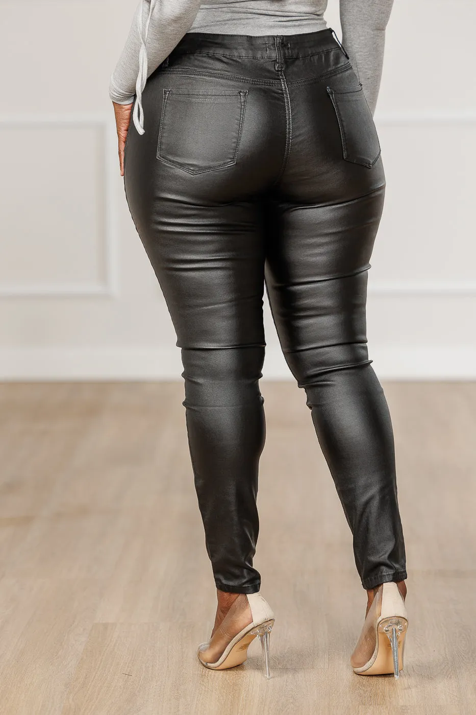 Draya Coated Skinny Pants - Black