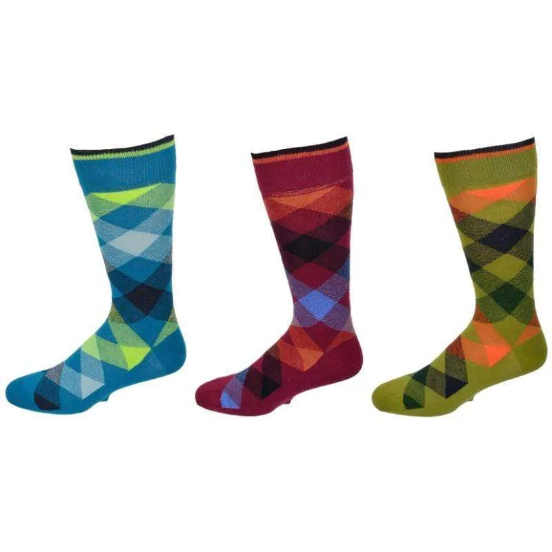 Dress Casual Combed Cotton Crew Argyle Socks